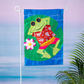 Frog's Summer Vacation Applique Garden Flag