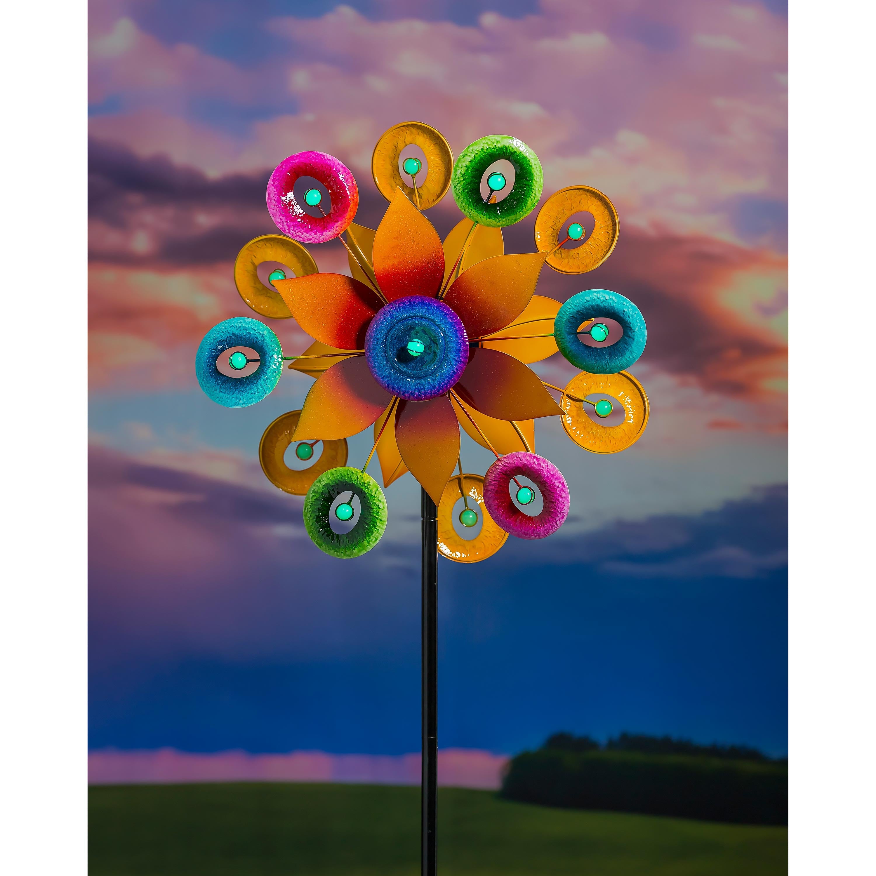 75"H Glow in the Dark, Wind Spinner, Rainbow Illusions
