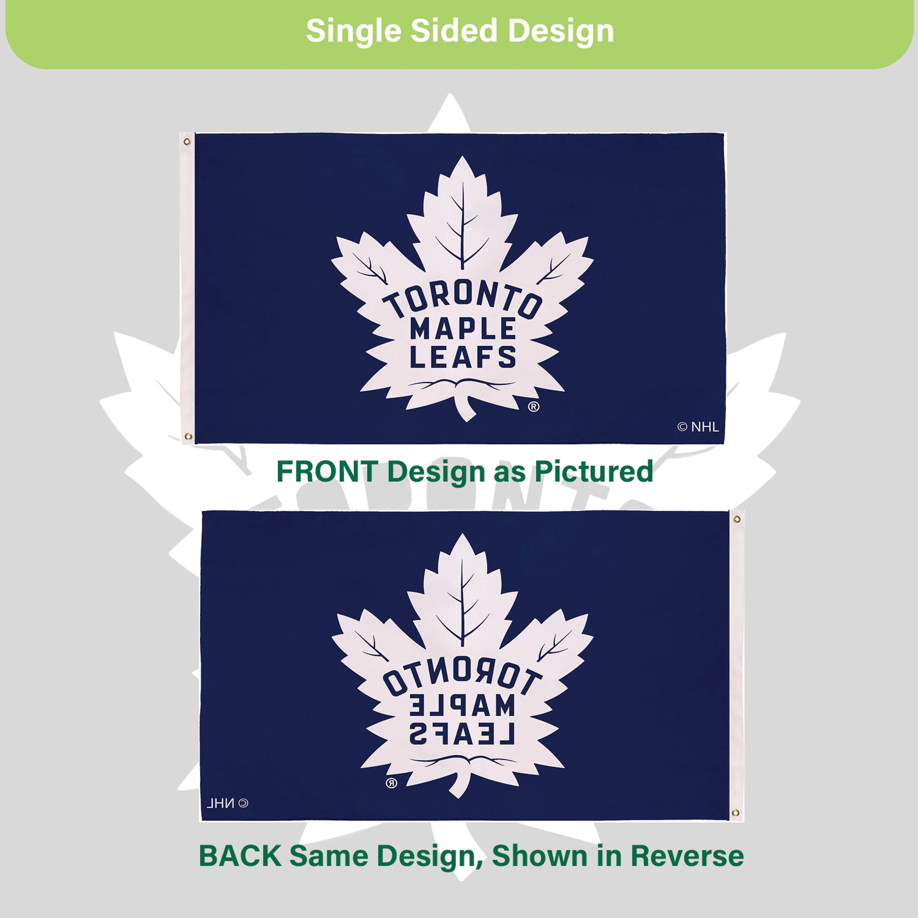 Toronto Maple Leafs Single Sided Flag with 2 Grommets, 3'x5'