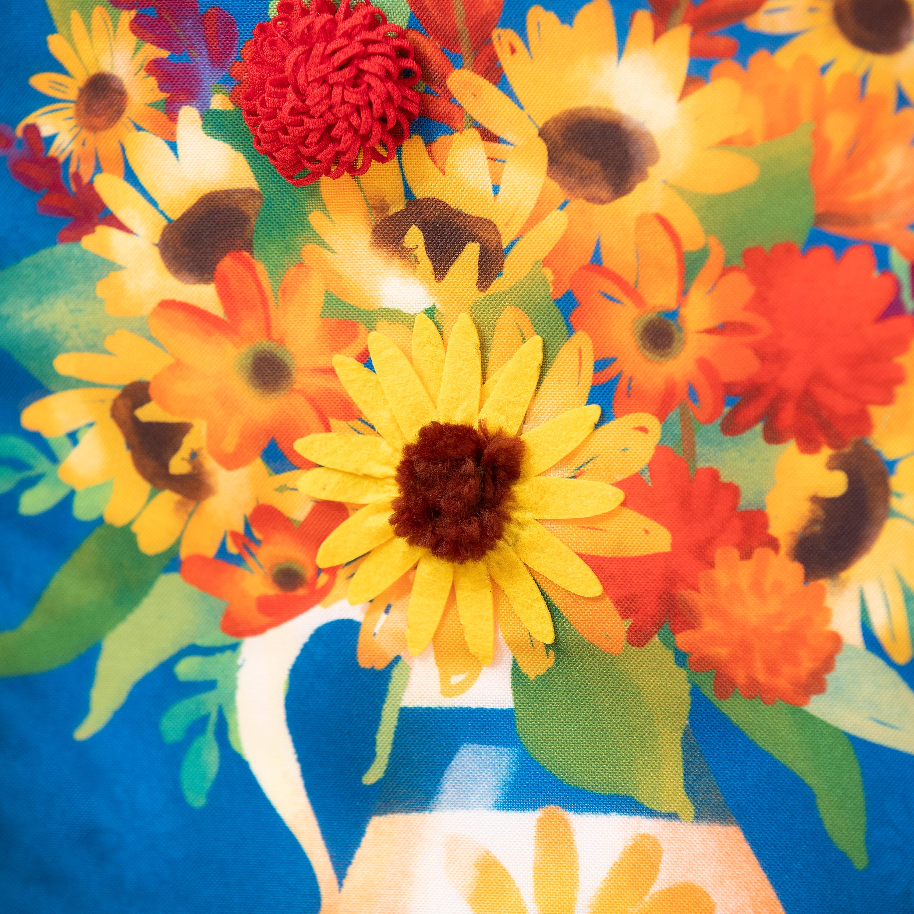 Blessed Floral Arrangement Garden Linen Flag