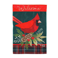 Plaid Cardinal Garden Applique Flag