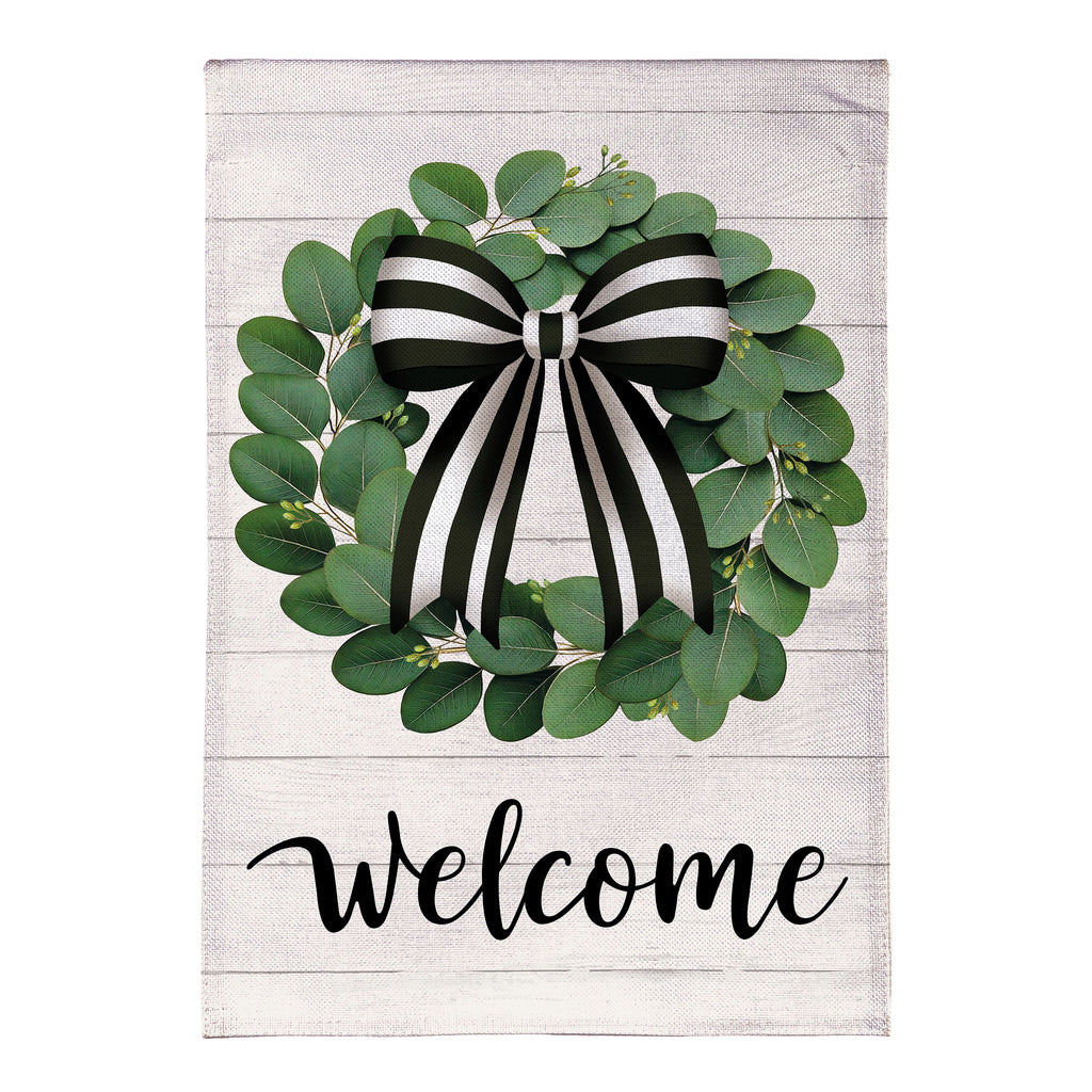 Eucalyptus Leaves Wreath Burlap Garden Flag