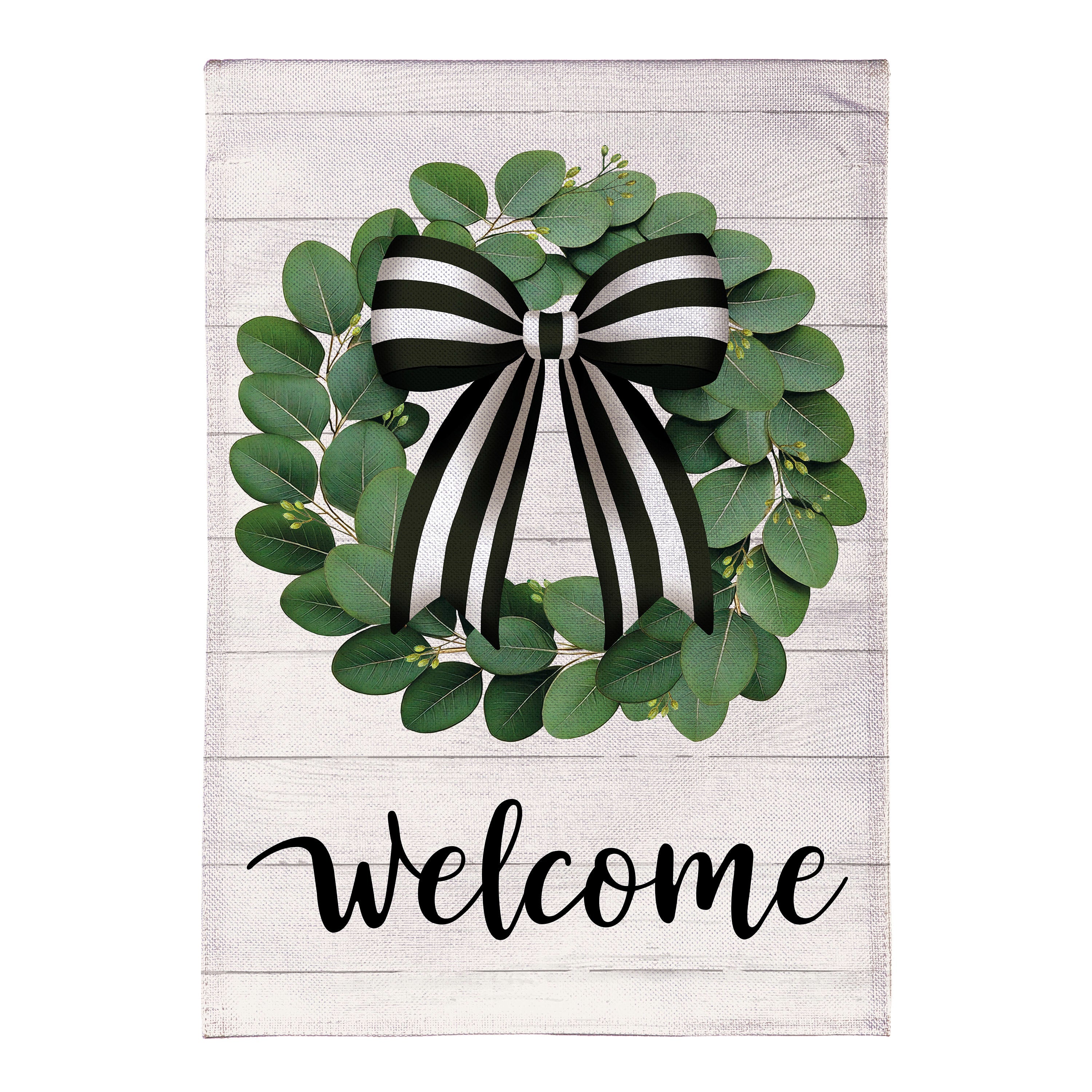 Eucalyptus Leaves Wreath Burlap Garden Flag