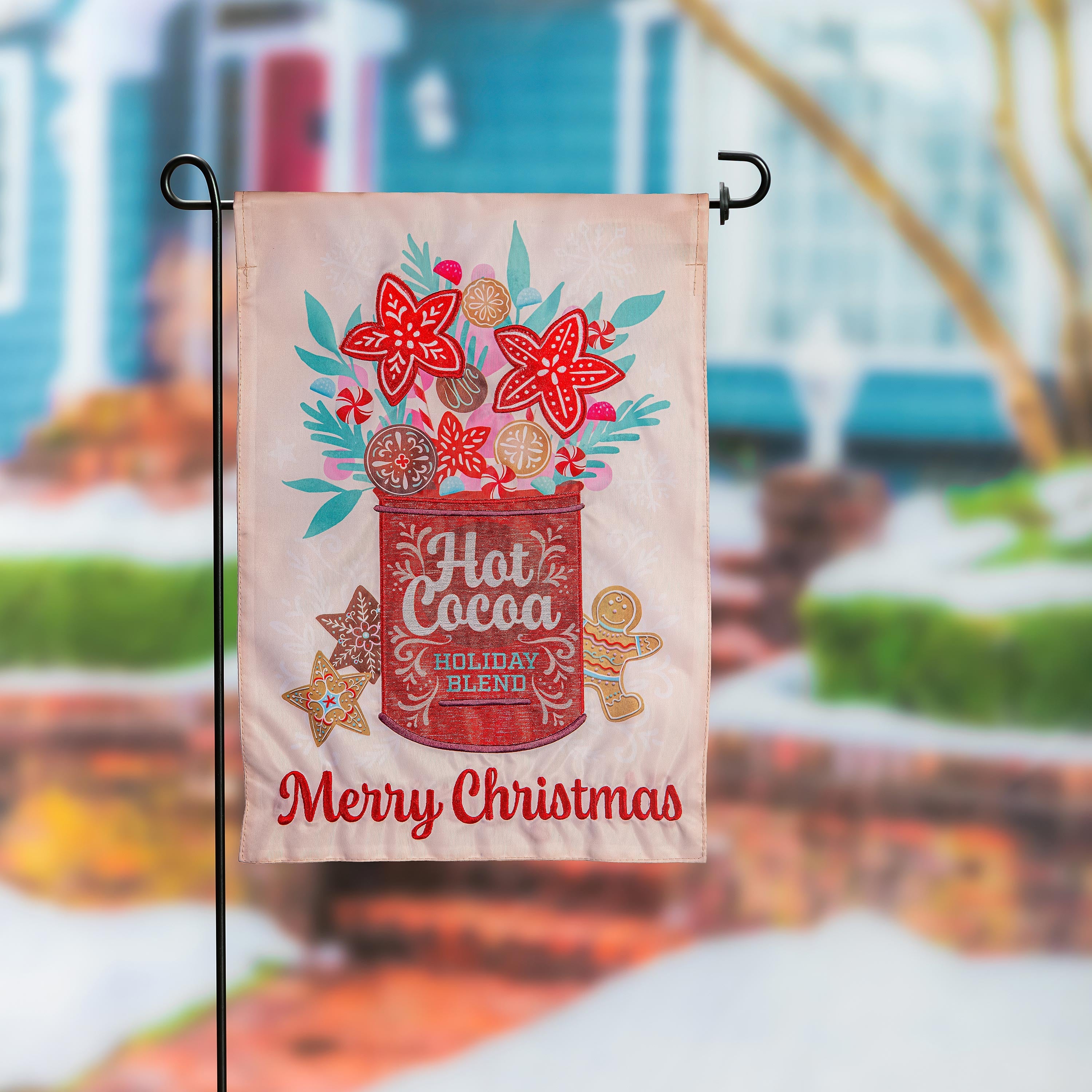 Hot Cocoa Holiday Blend Applique Garden Flag