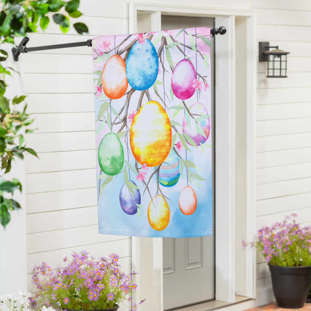 Hop Into Spring Egg Tree Suede House Flag