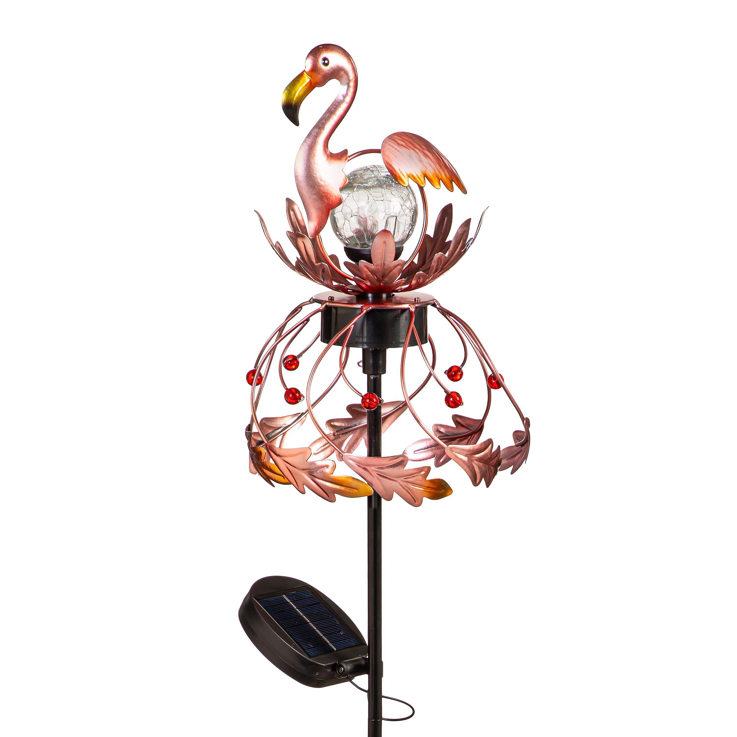 Solar Metal Rotating Spinner, Flamingo, 45"H