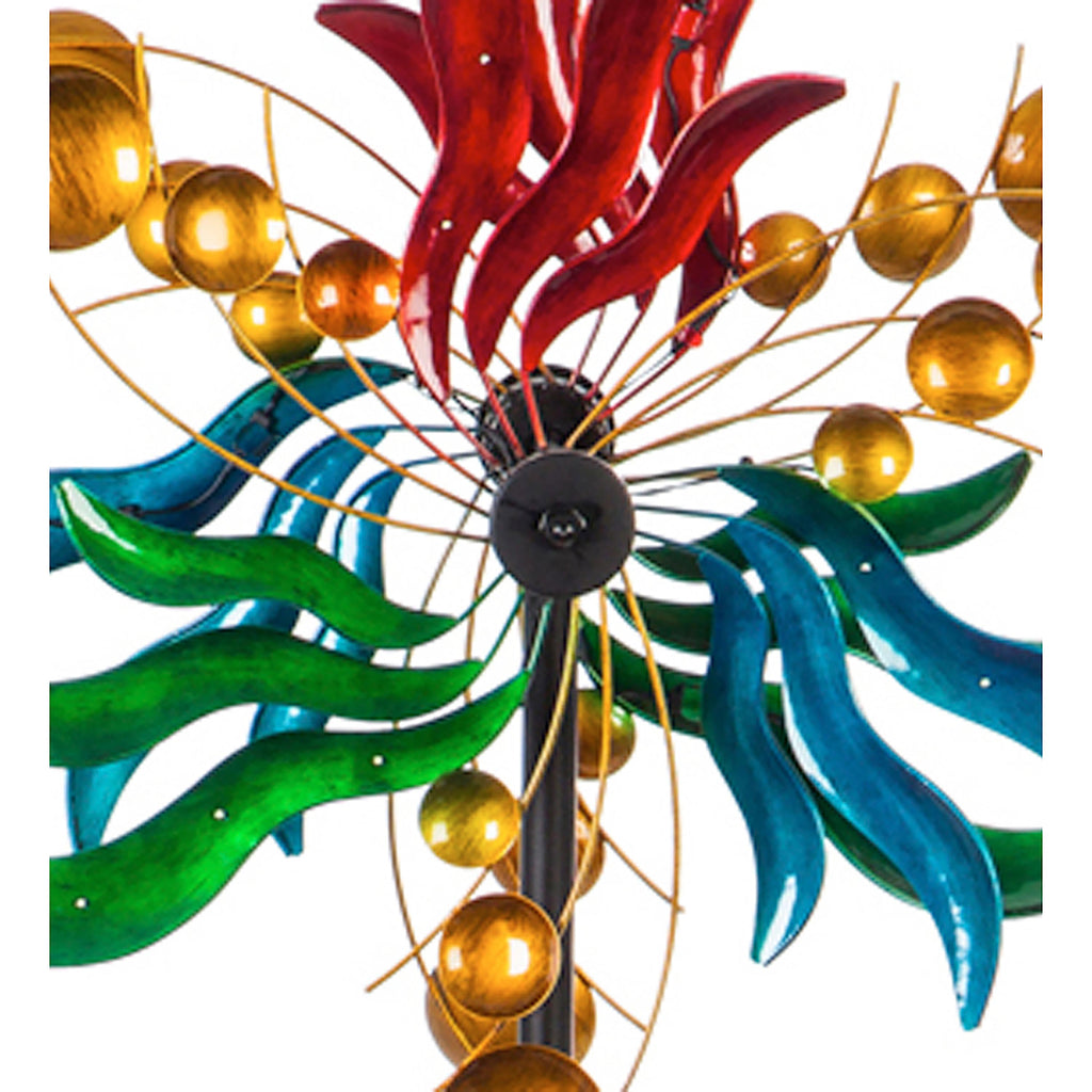 84" Wind Powered Lighted Wind Spinner, Circles & Waves