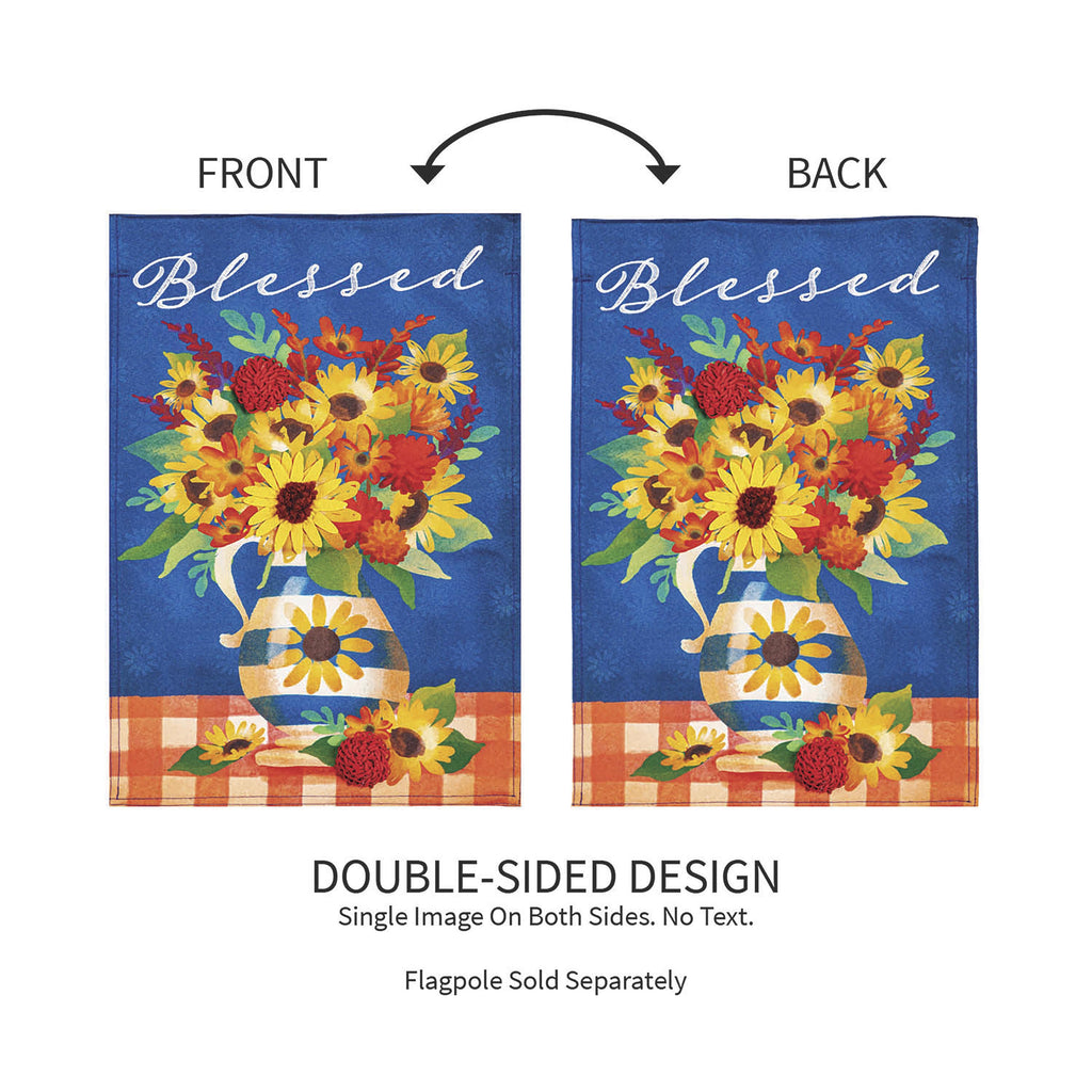 Blessed Floral Arrangement Garden Linen Flag