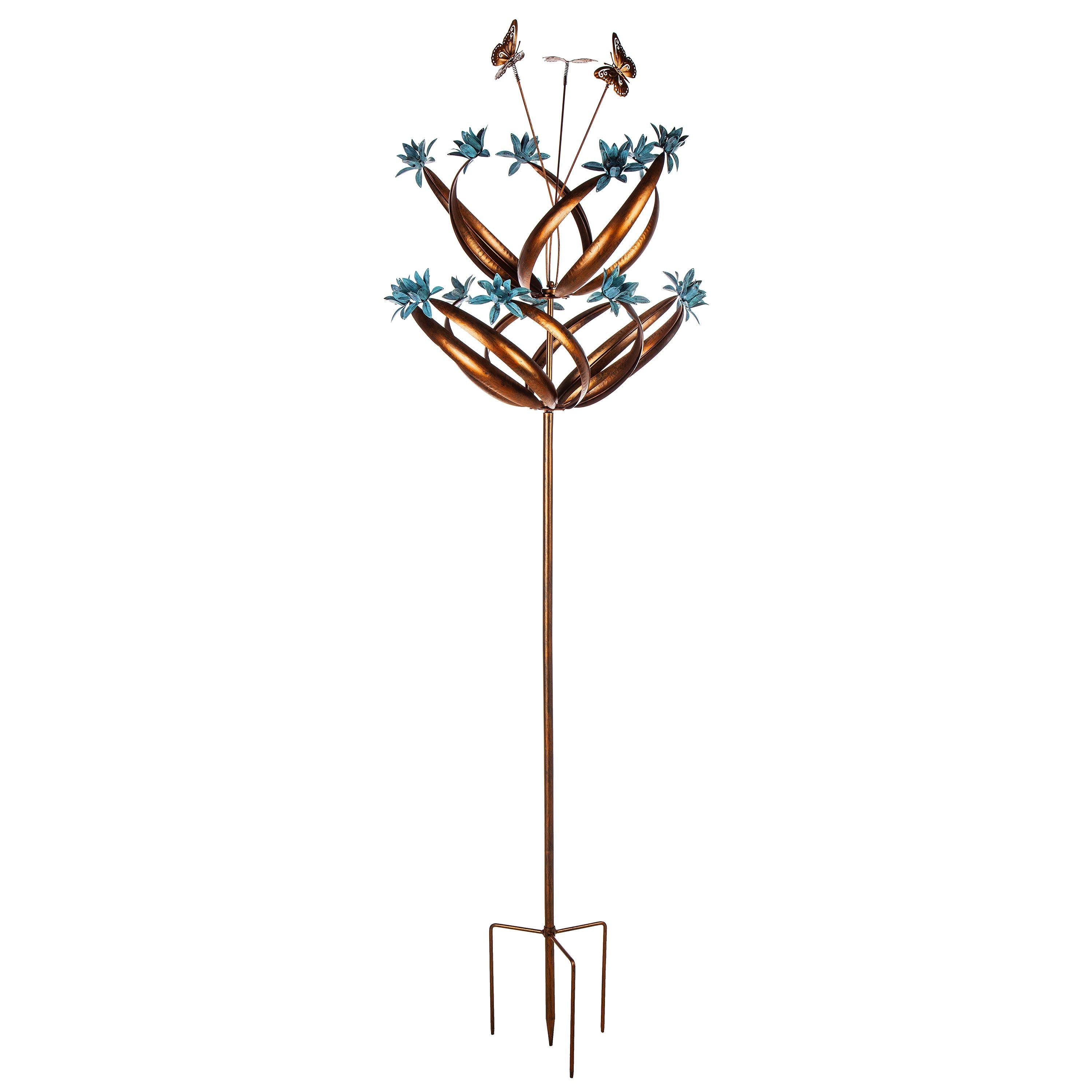 84" H Wind Spinner, Butterfly Swirls and Flower Motions