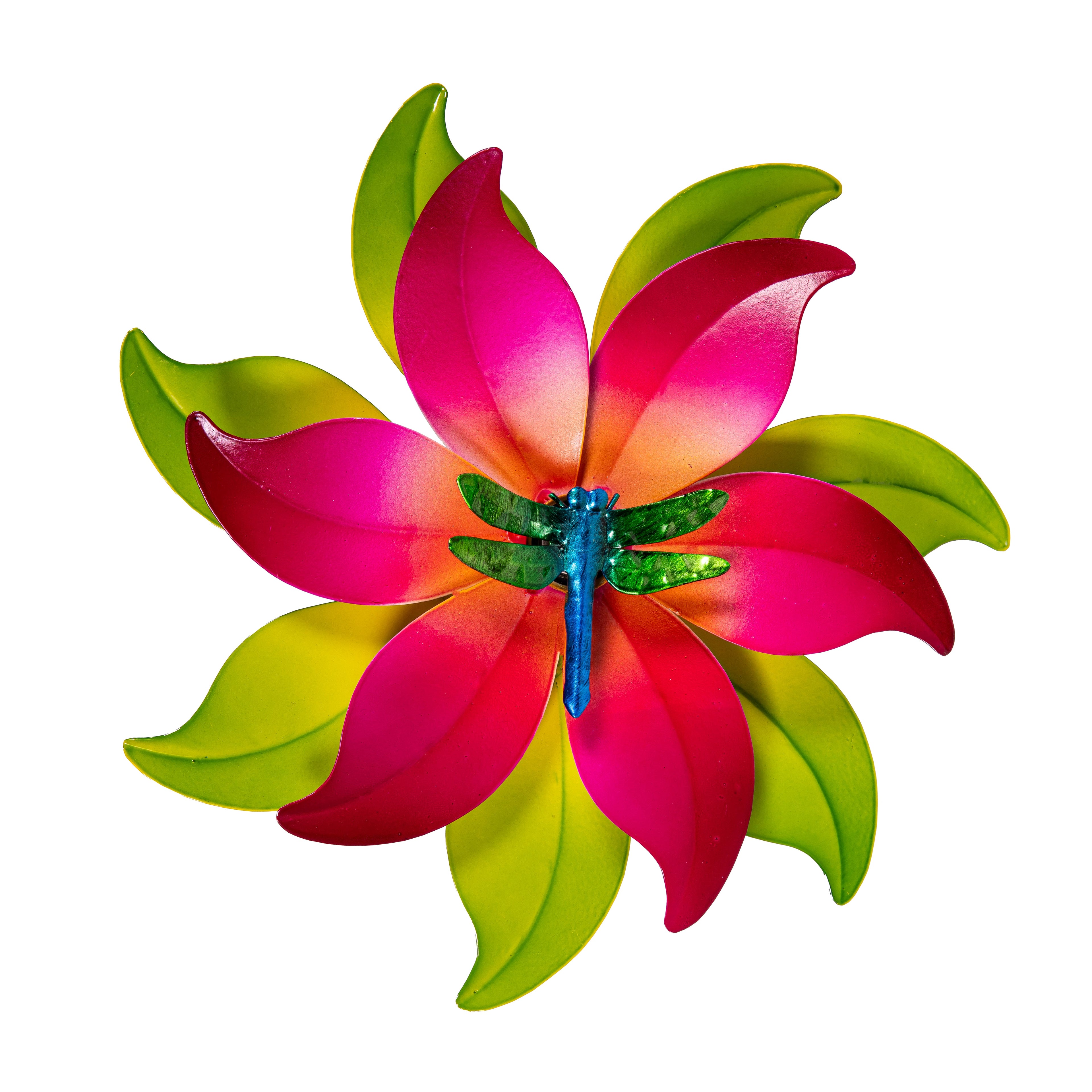 Metal Radiant Petals DragonFly Wall Spinner 13"D