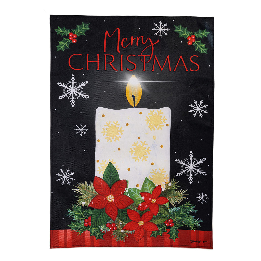Merry Christmas Candle Burlap House Flag