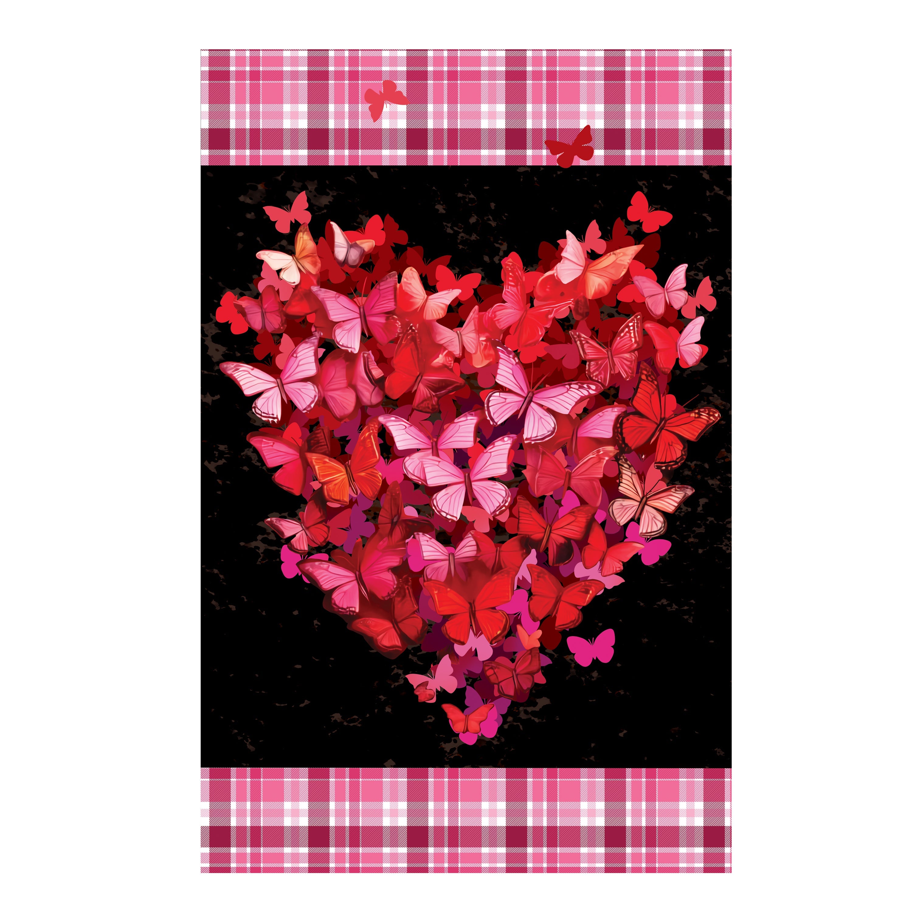Butterfly Heart Applique House Flag