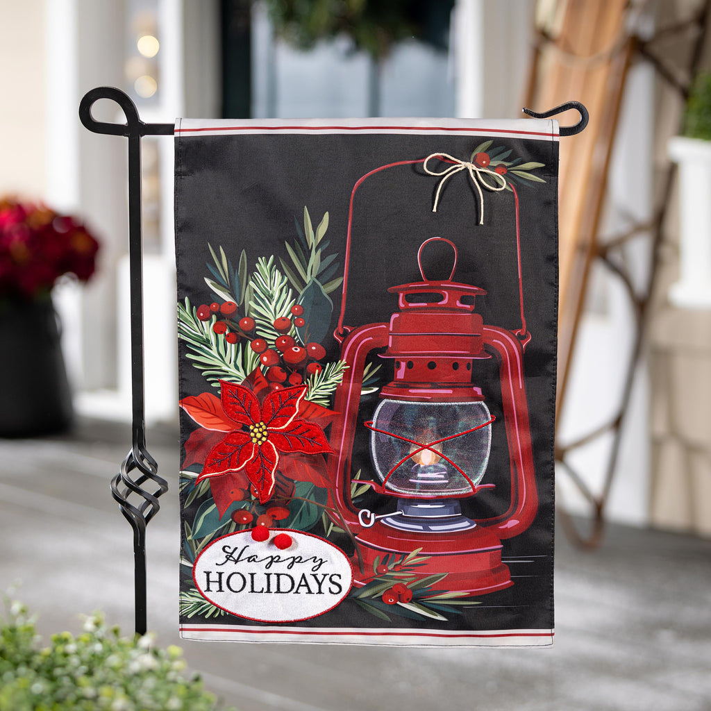 Christmas Carriage Lantern Applique Garden Flag
