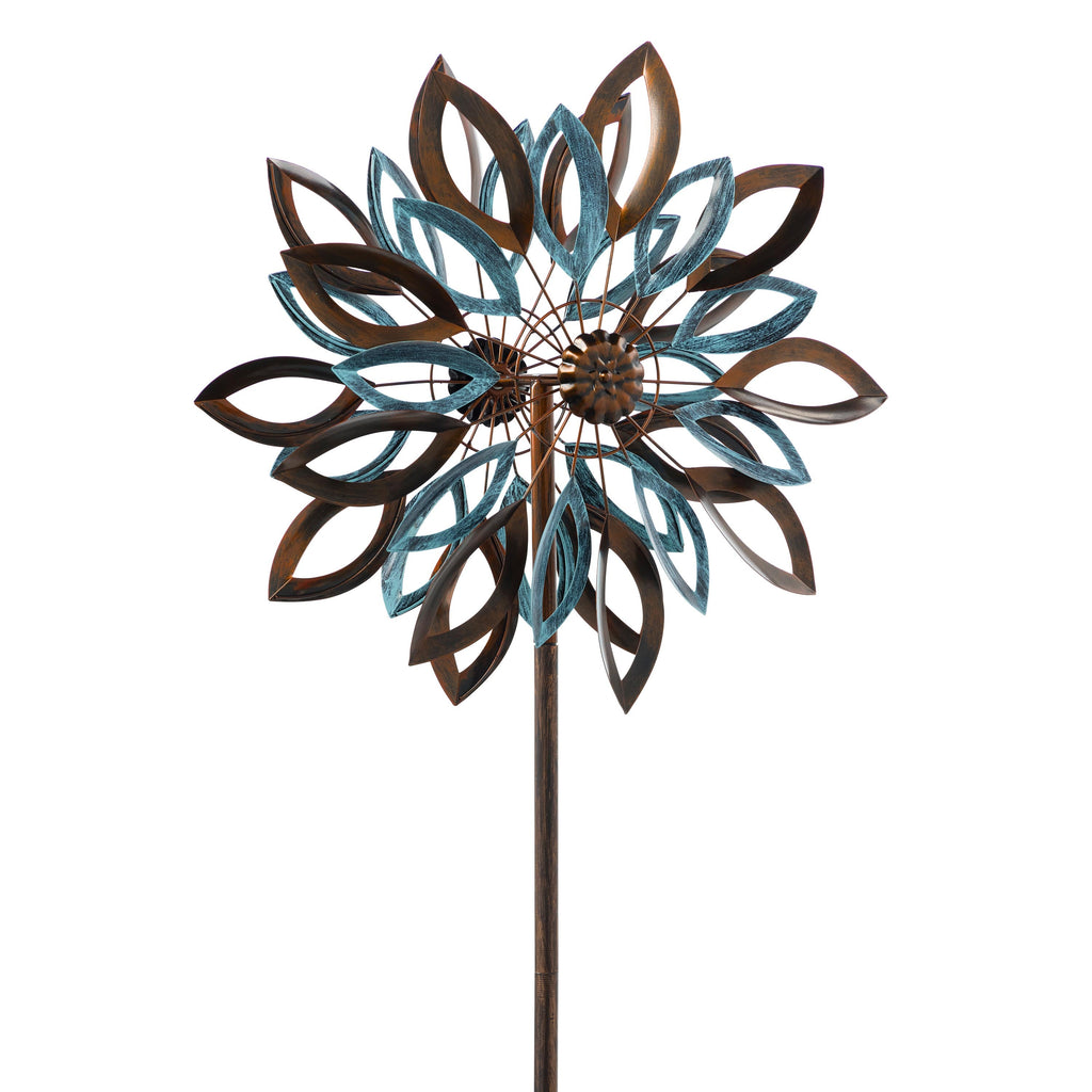 75"H Wind Spinner, Copper and Verdigris Leaves