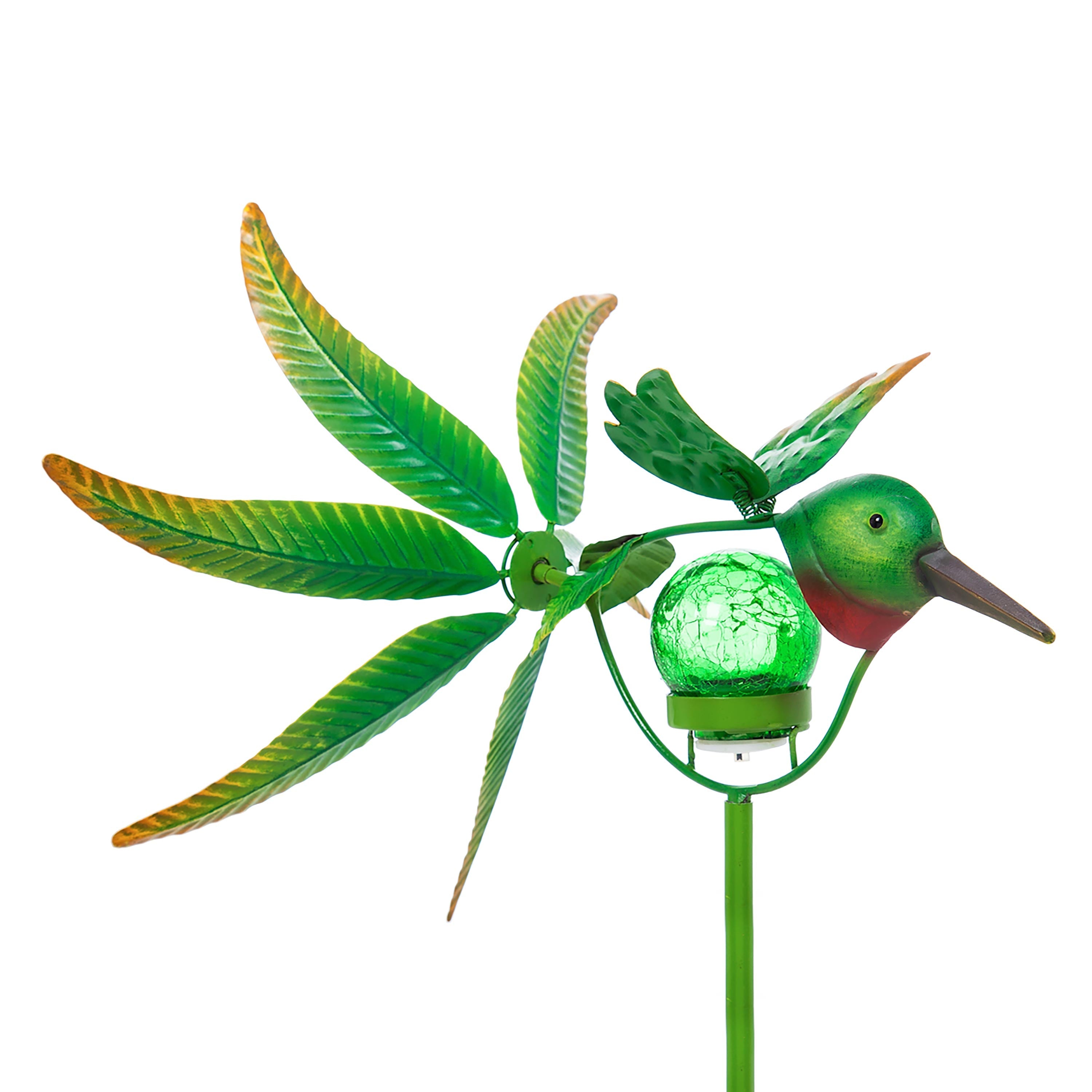 36"H Solar Hummingbird Staked Wind Spinner