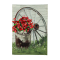 Floral Milk Can Garden Burlap Flag