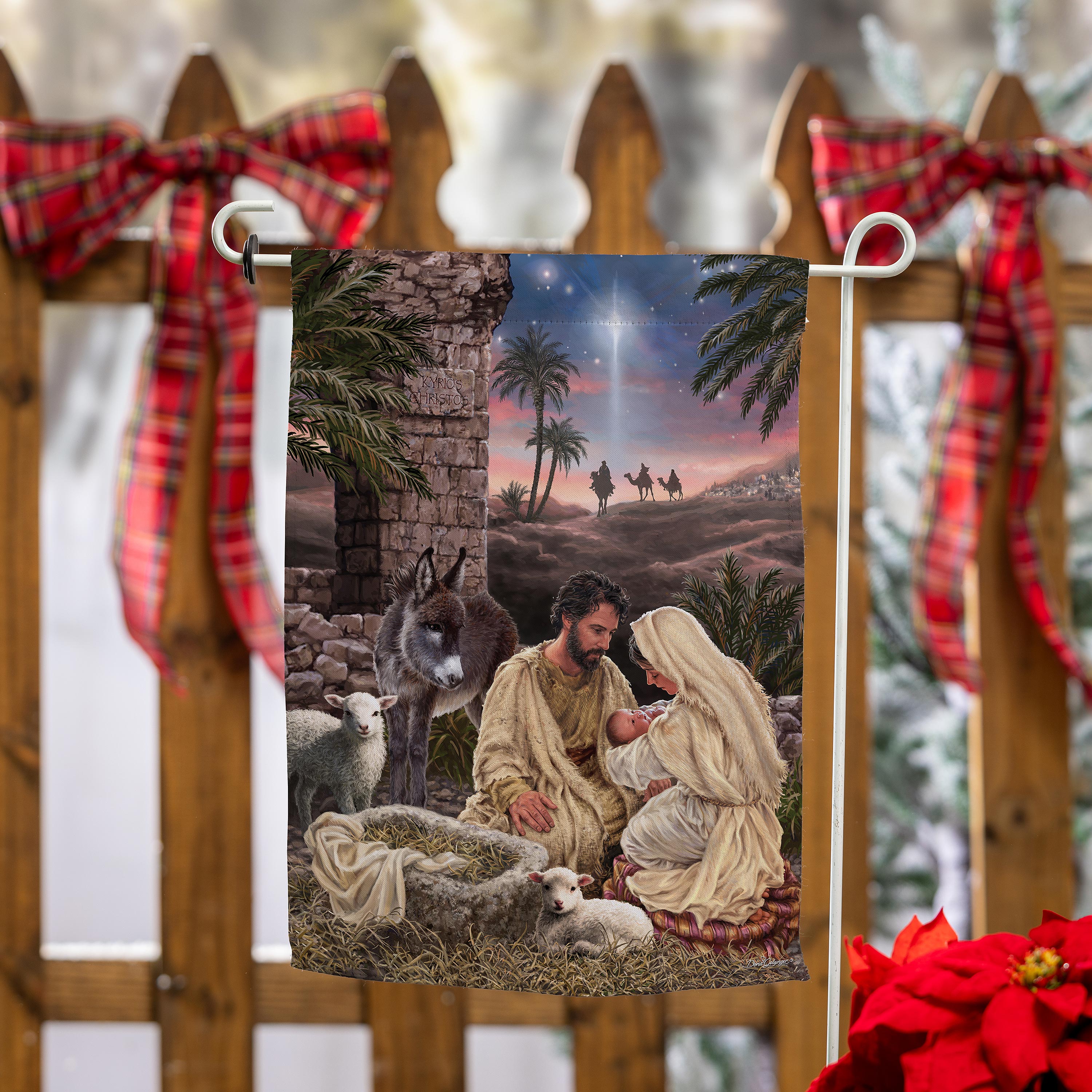 Brilliant Nativity Suede Garden Flag