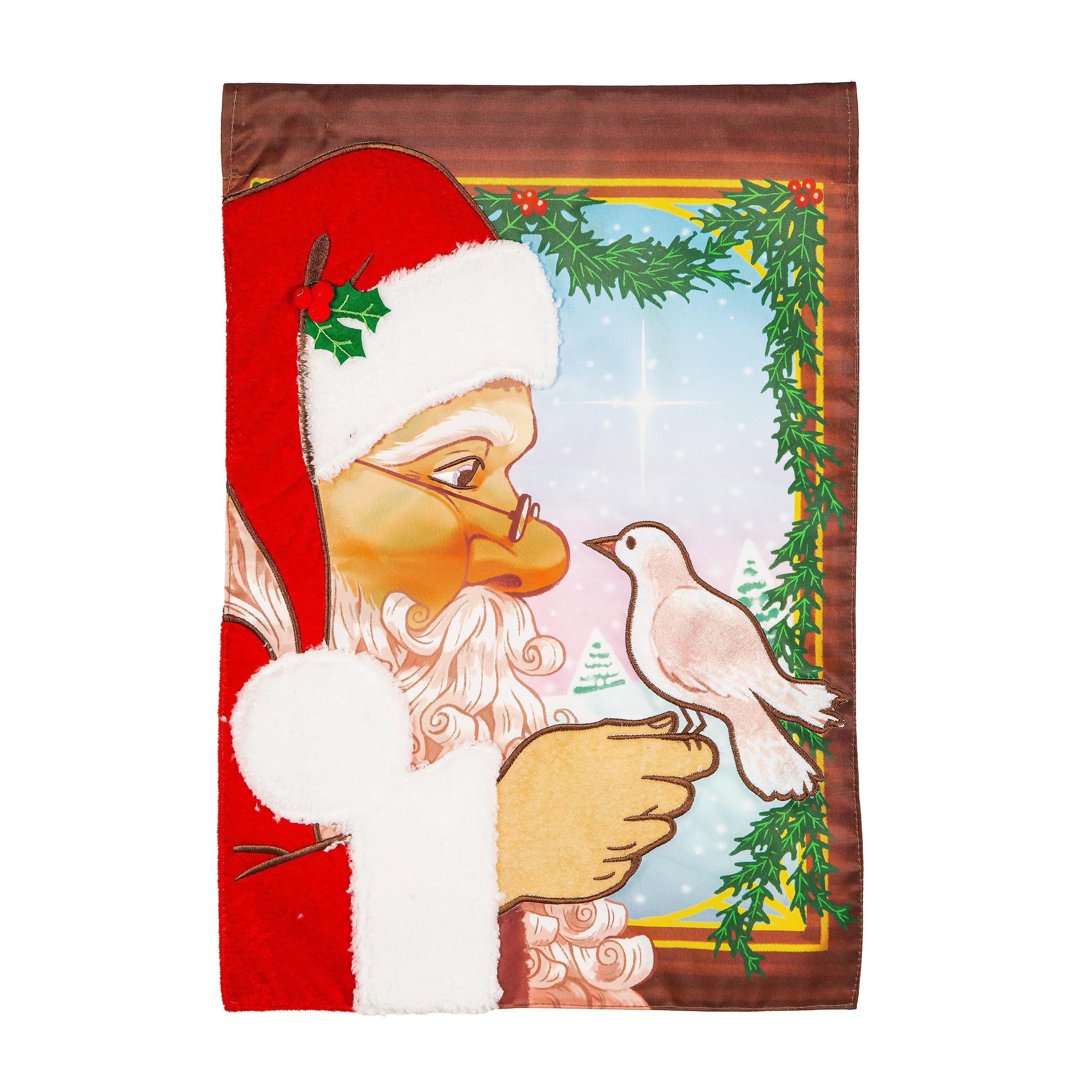 Santa and Dove Applique Garden Flag
