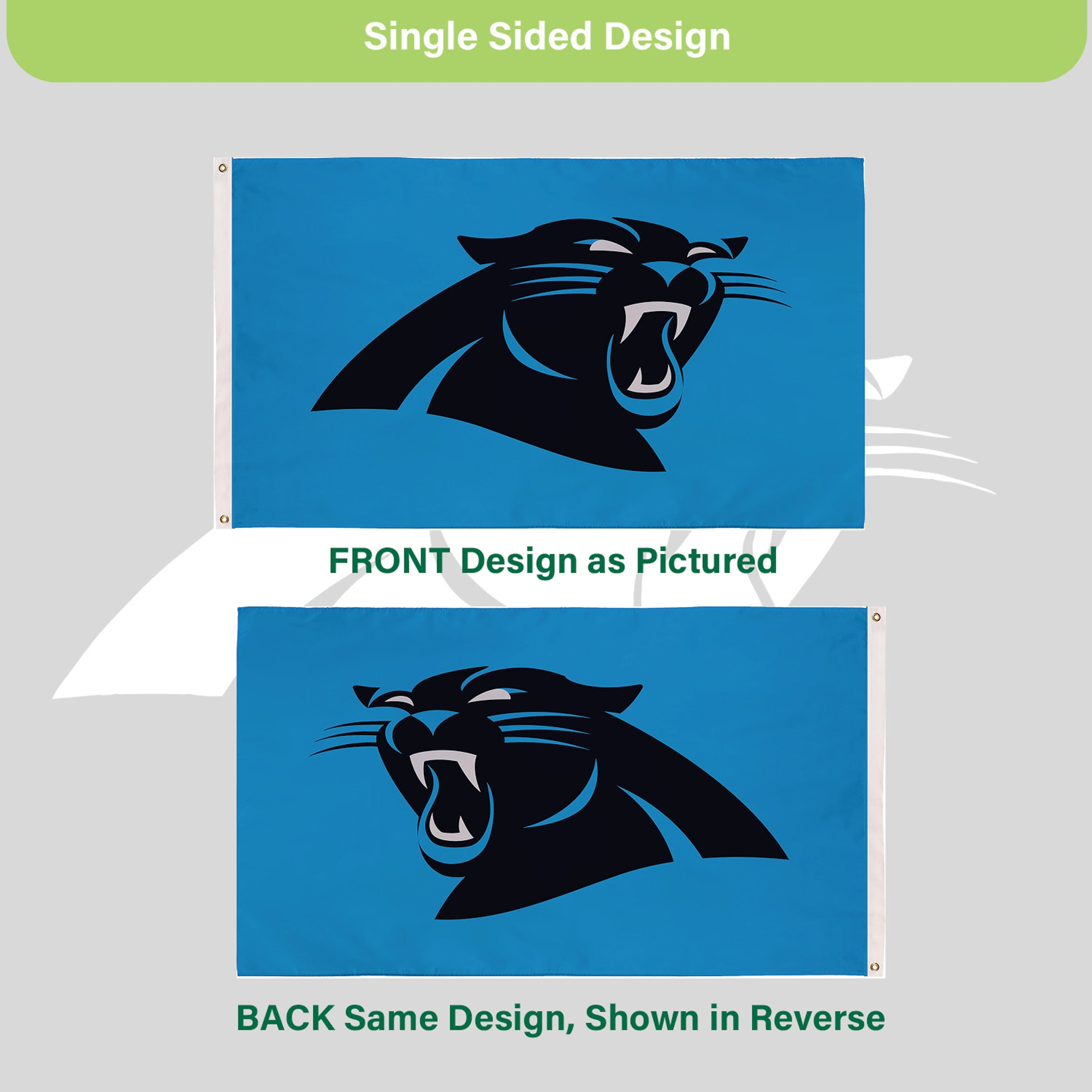 Carolina Panthers Single Sided Flag w/ 2 Grommets, 3'x5'