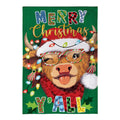 Merry Highland Ho Burlap House Flag