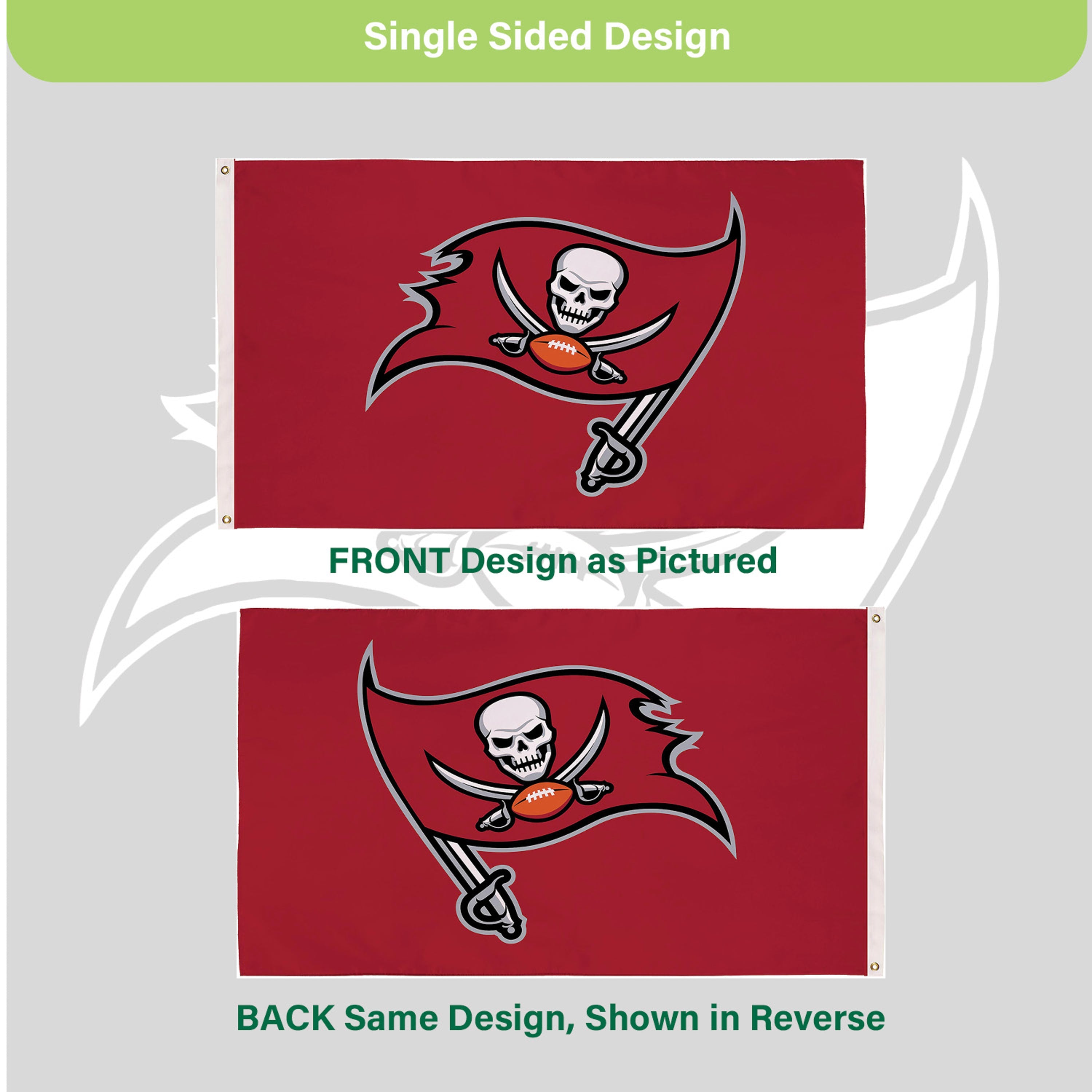 Tampa Bay Buccaneers Single Sided Flag w/ 2 Grommets, 3'x5'