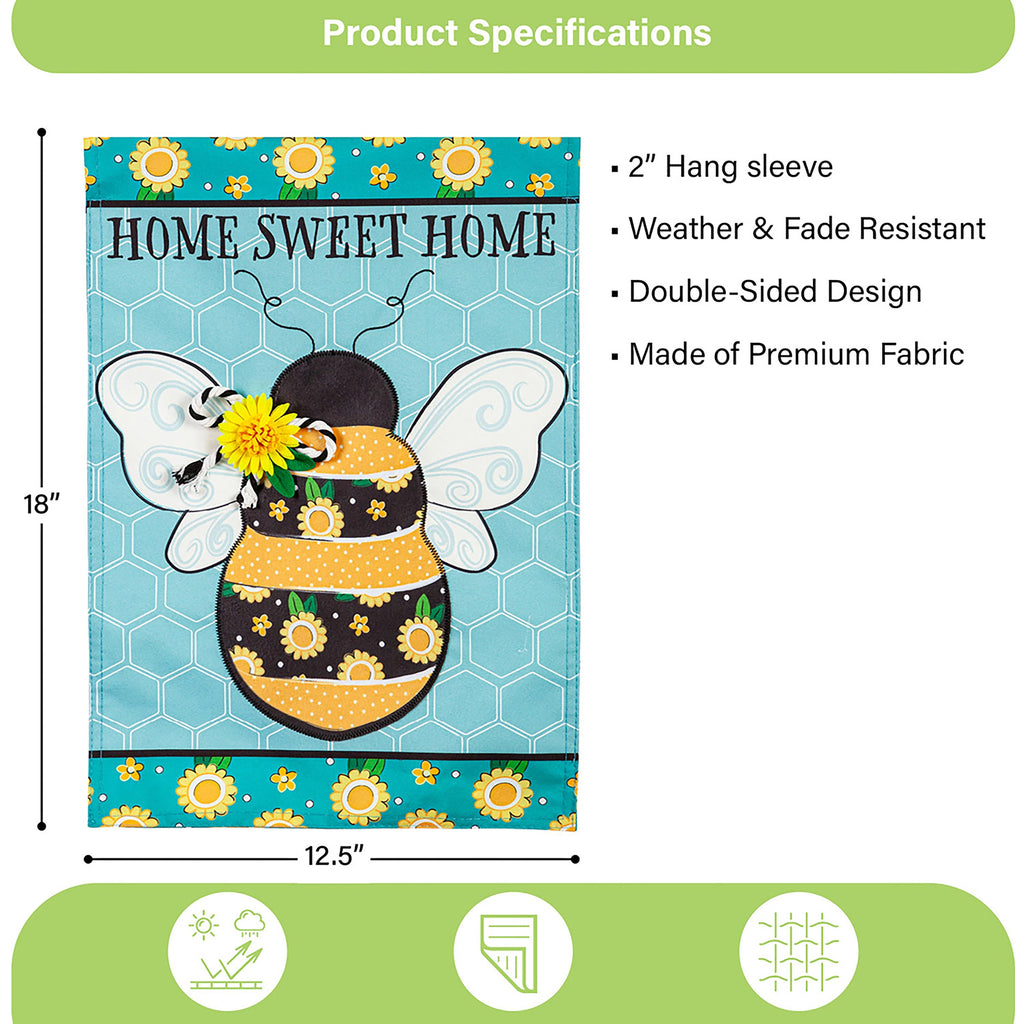 Home Sweet Home Bee Linen Garden Flag