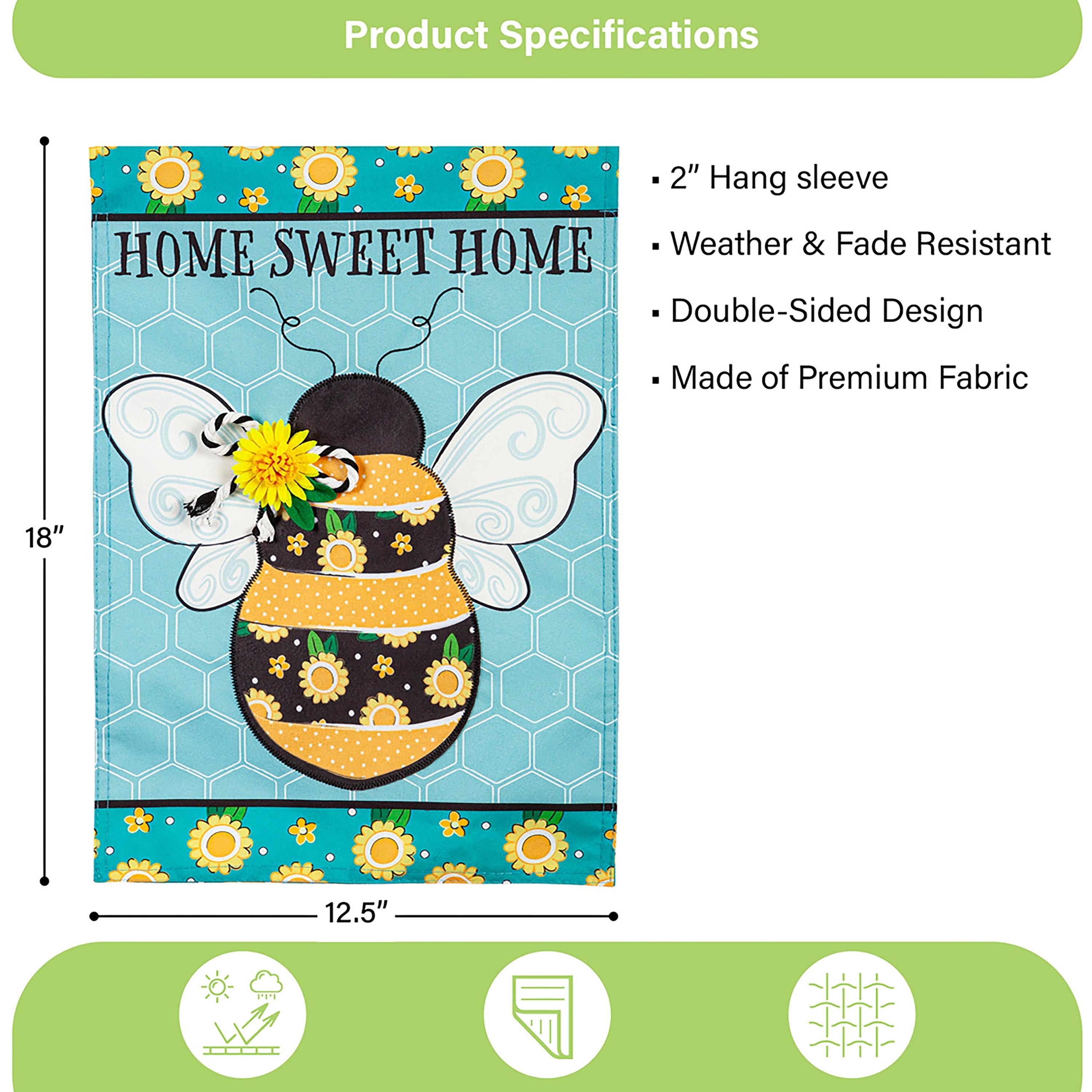 Home Sweet Home Bee Linen Garden Flag