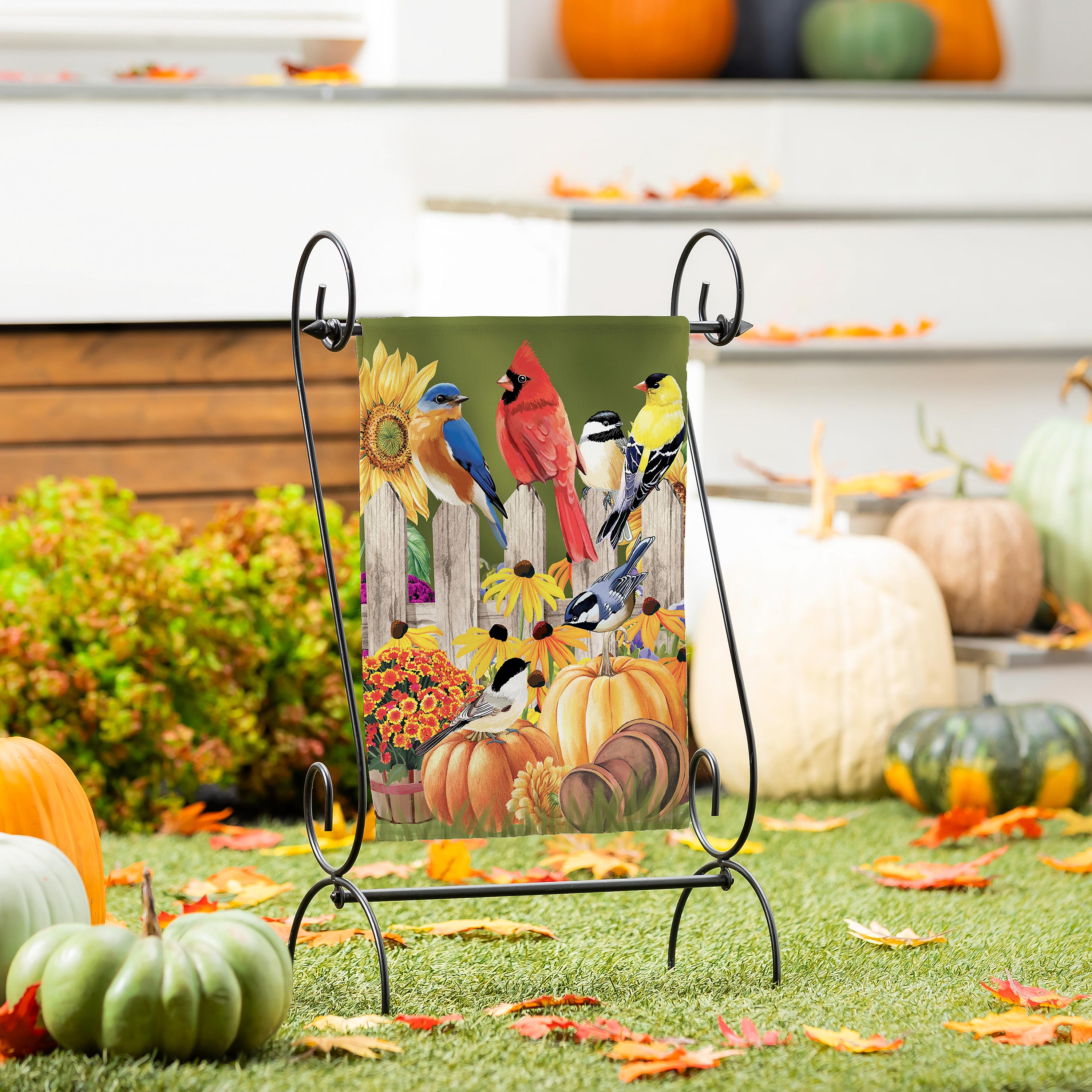Flock Of Pumpkins Suede Garden Flag