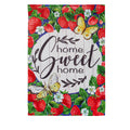 Home Sweet Home Strawberries Garden Suede Flag