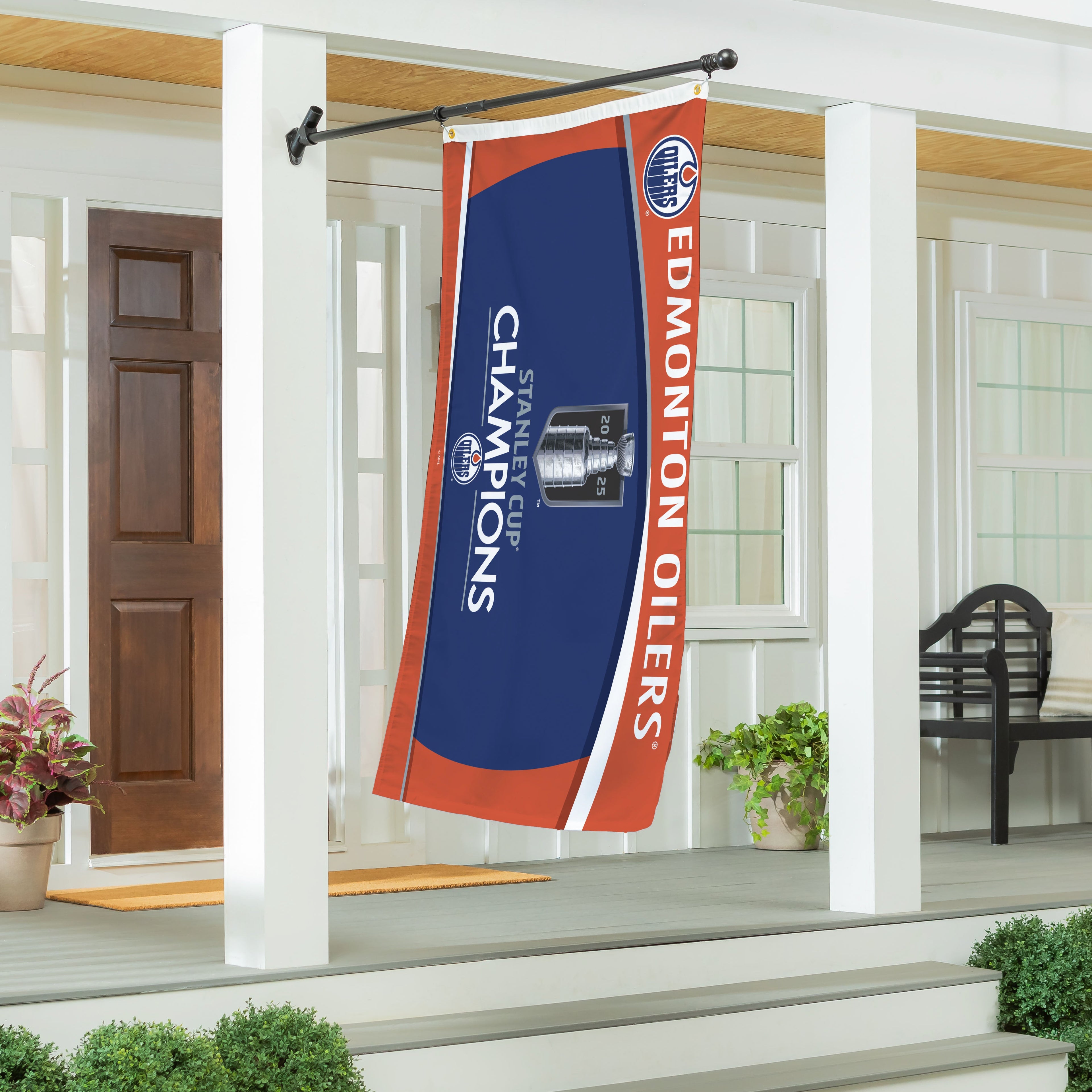 Edmonton Oilers, Stanley Cup 2025 Champions Single Sided Flag w/ 2 Grommets, 3'x5' Estate Size