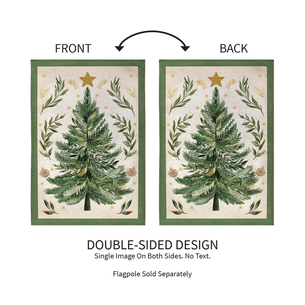 Christmas Tree With Acorn Burlap Garden Flag
