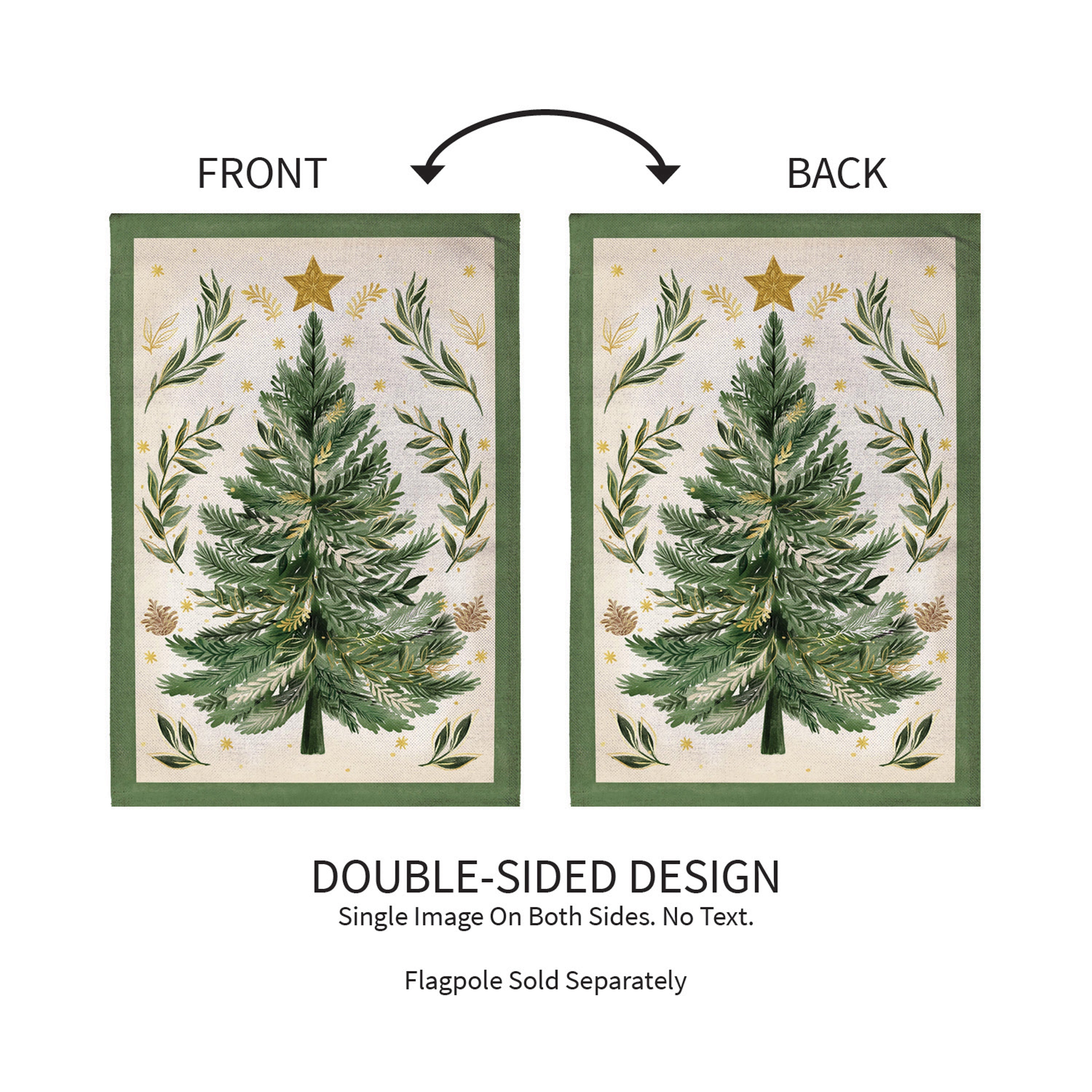 Christmas Tree With Acorn Burlap Garden Flag