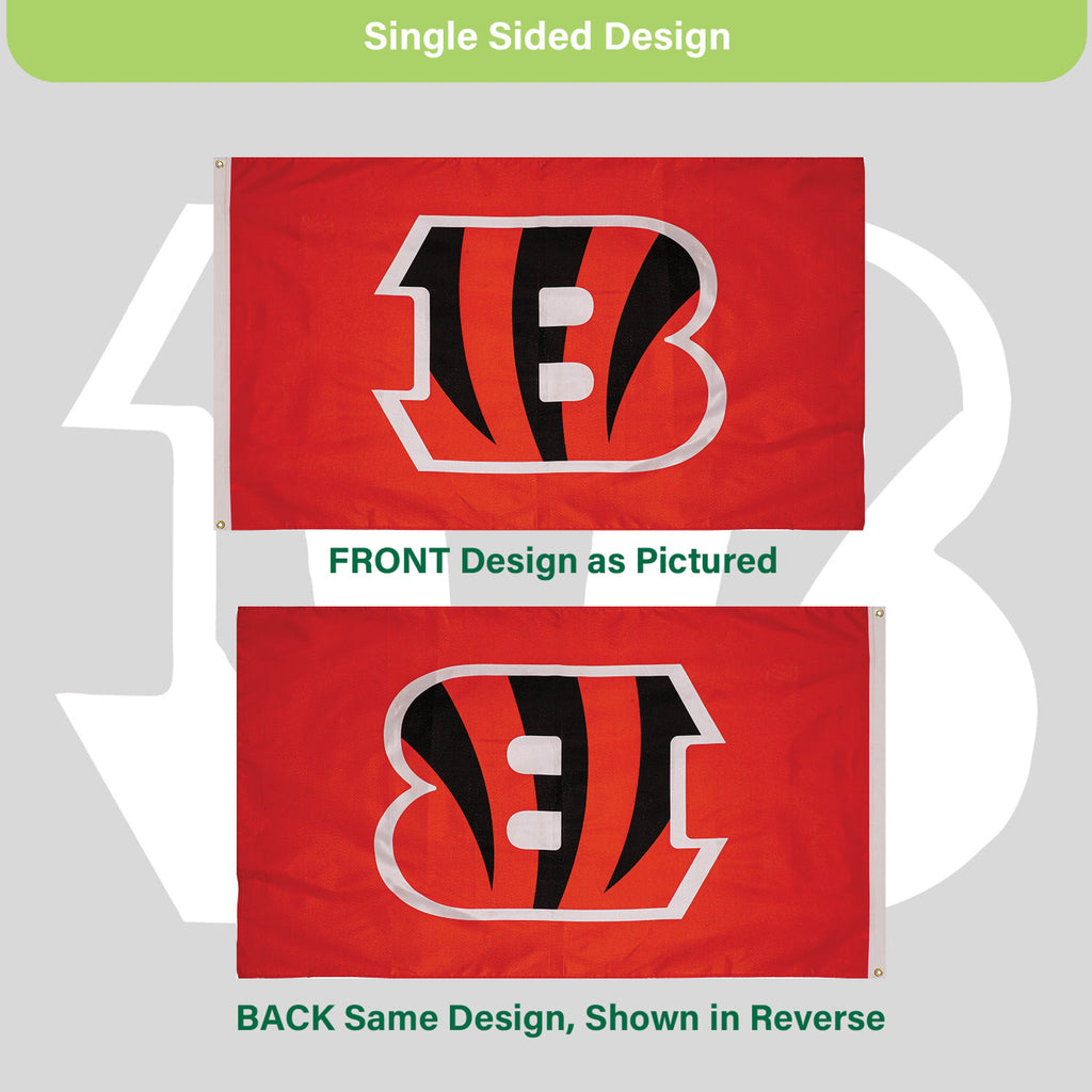 Cincinnati Bengals Single Sided Flag with 2 Grommets, 3'x5'