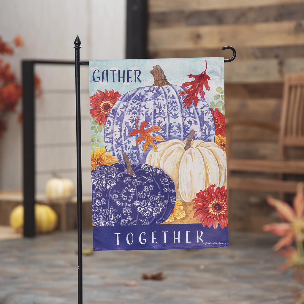 Changing Seasons Pumpkins Suede Garden Flag