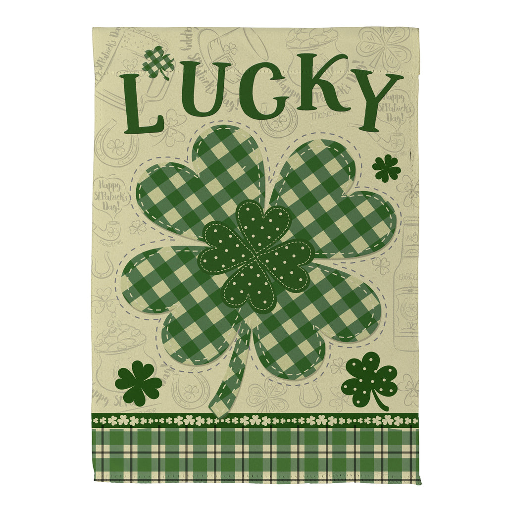Lucky Clover Suede Garden Flag