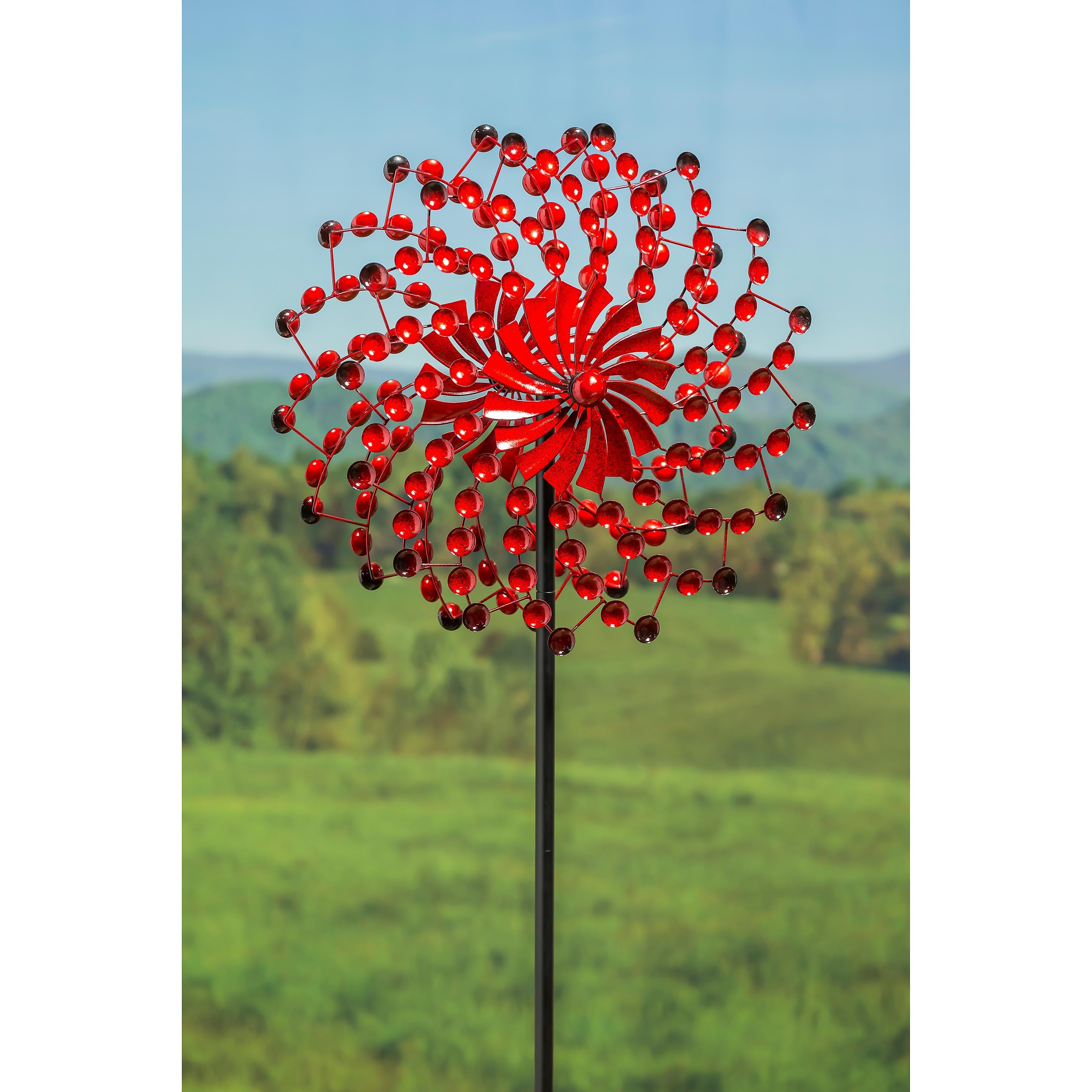 75"H Wind Spinner, Crimson Bubbles