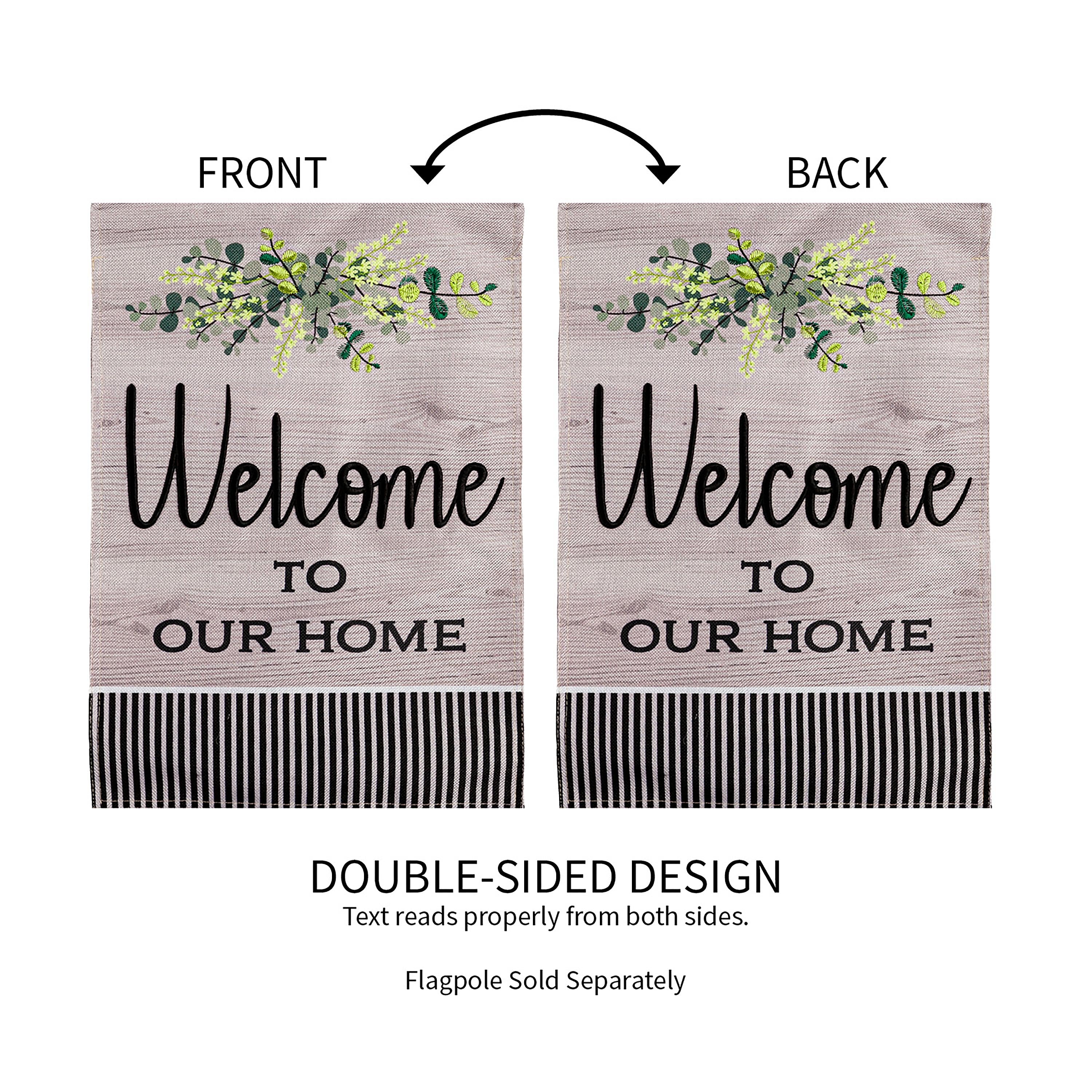 Wood Grain Welcome Garden Burlap Flag