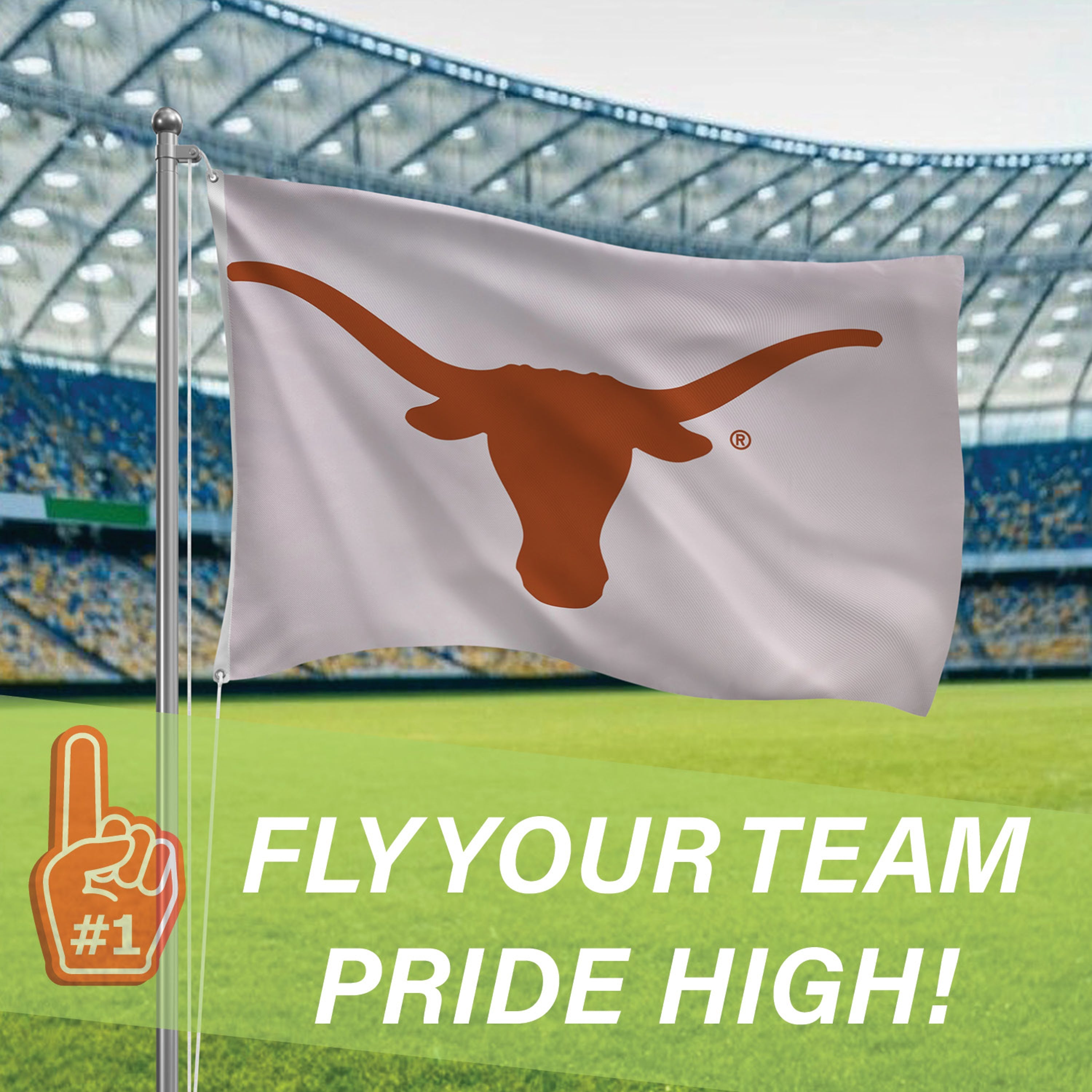 University of Texas Single Sided Flag w/ 2 Grommets, 3'x5'