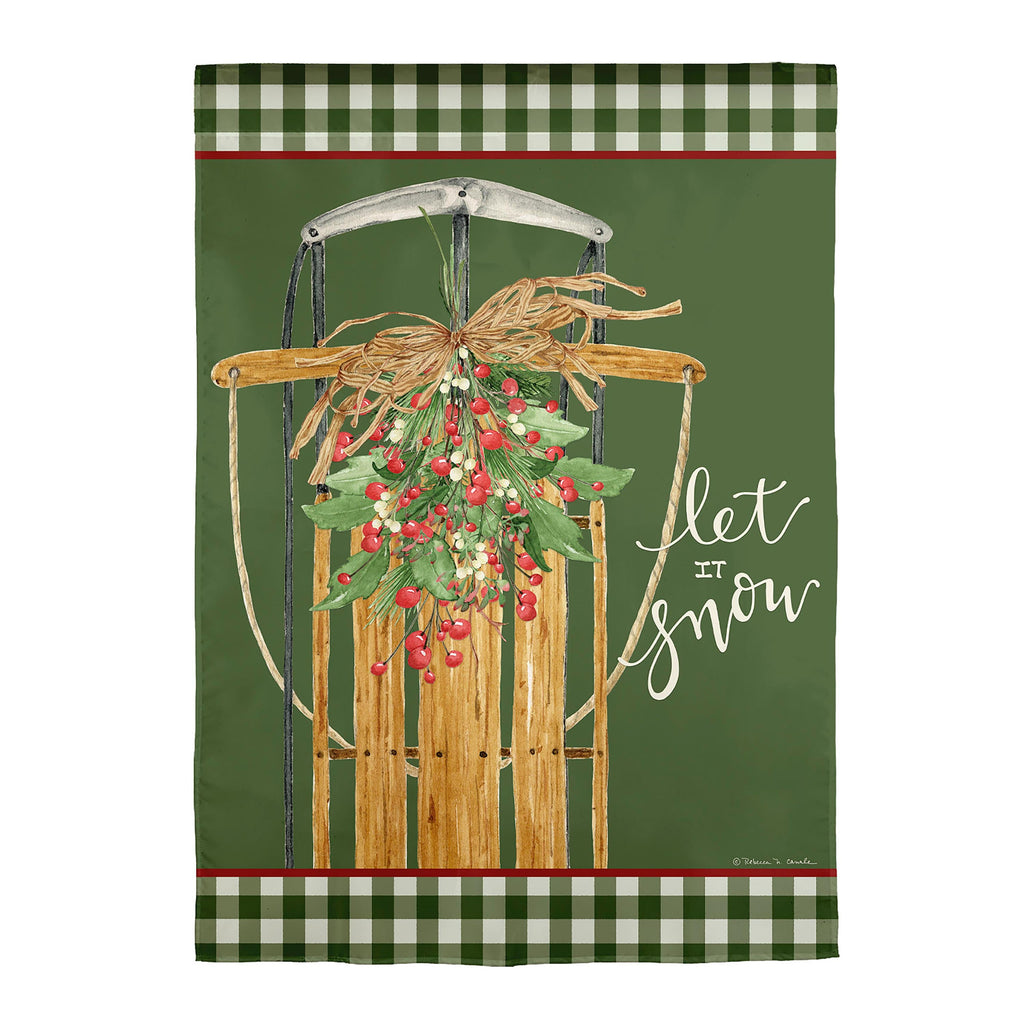 Let It Snow Sleigh Suede Garden Flag