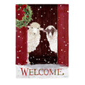 Sheep in the Barn Suede House Flag