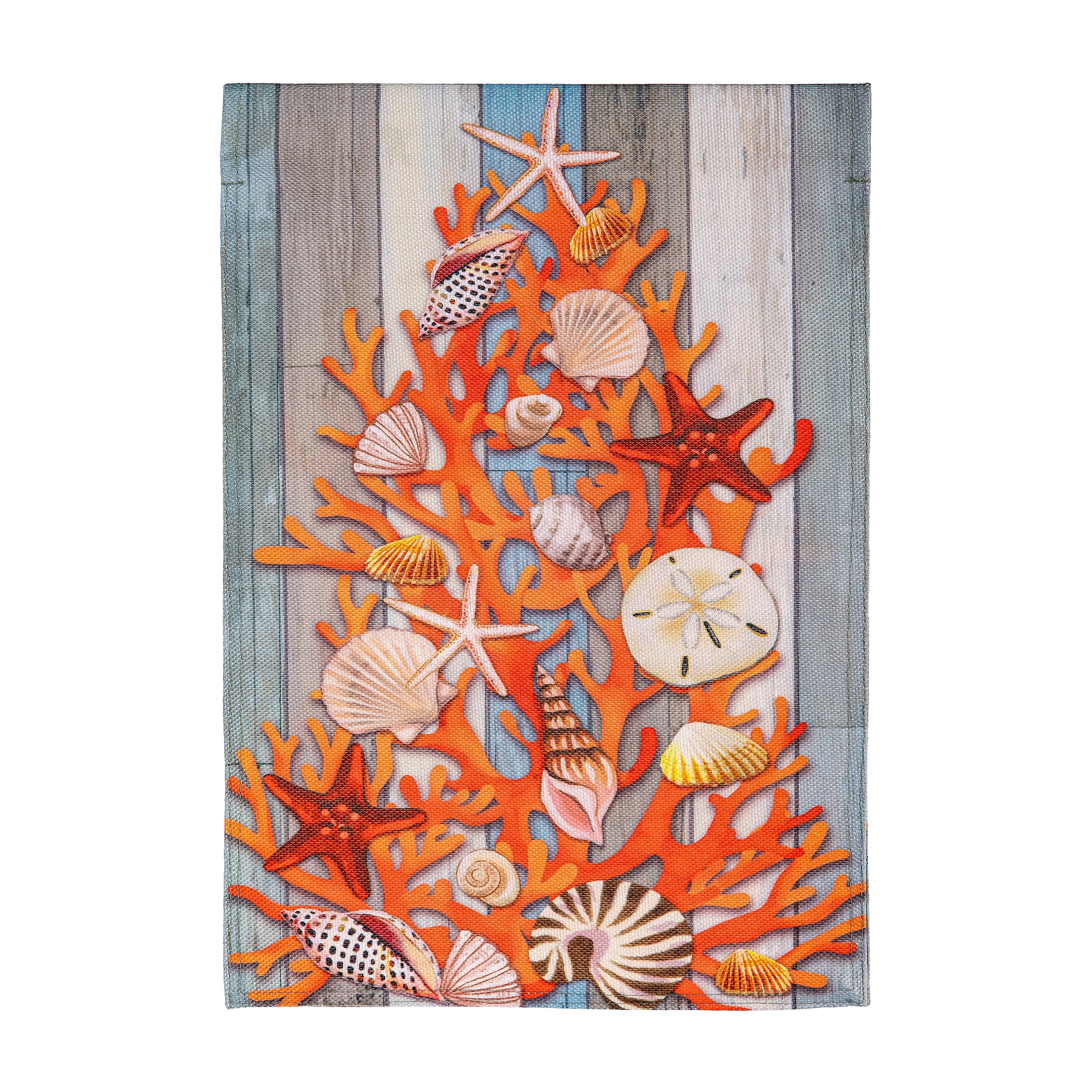 Shell Christmas Tree Burlap Flag