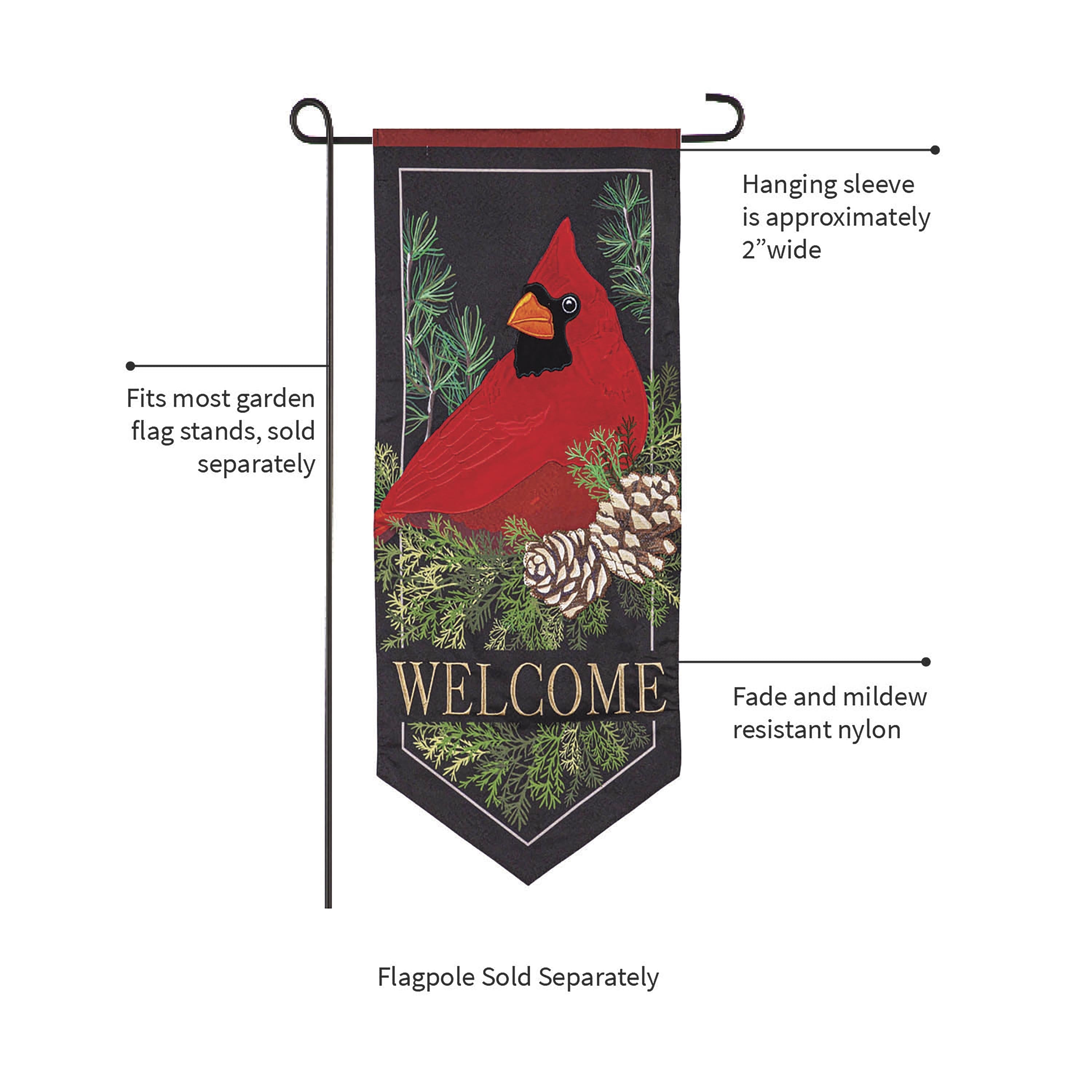 Cardinal and Evergreen Garden Flag