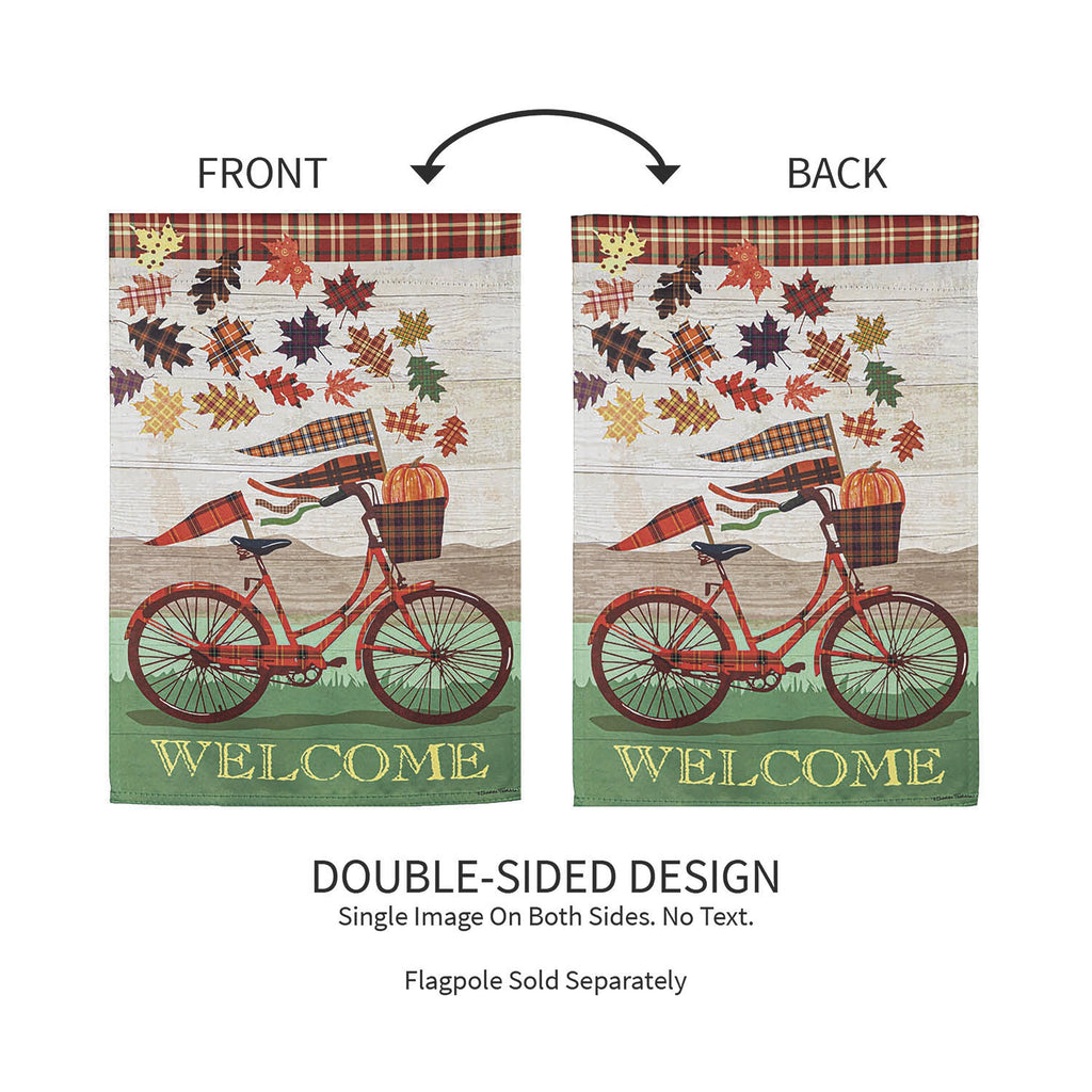 Fall Bicycle Garden Suede Flag