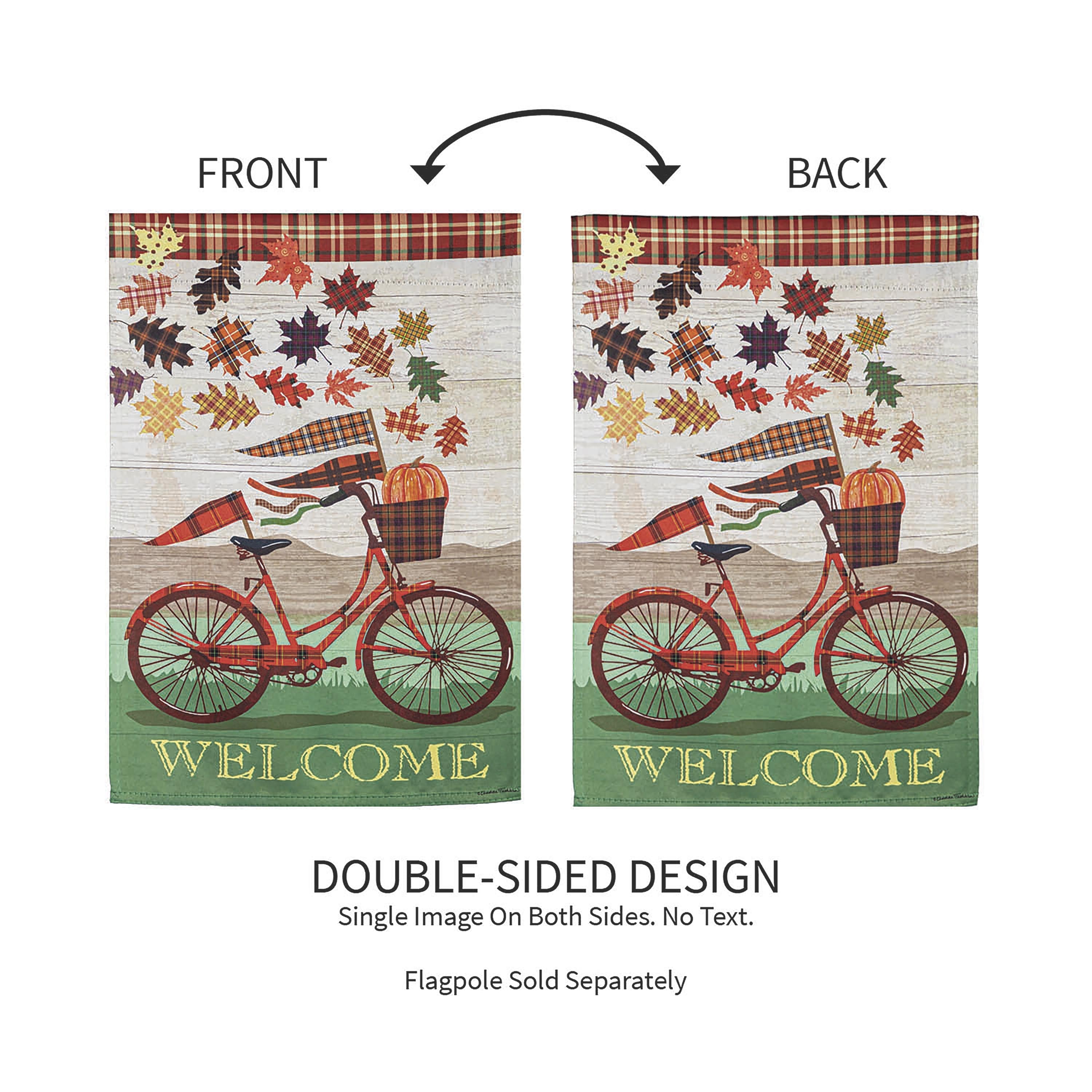 Fall Bicycle Garden Suede Flag