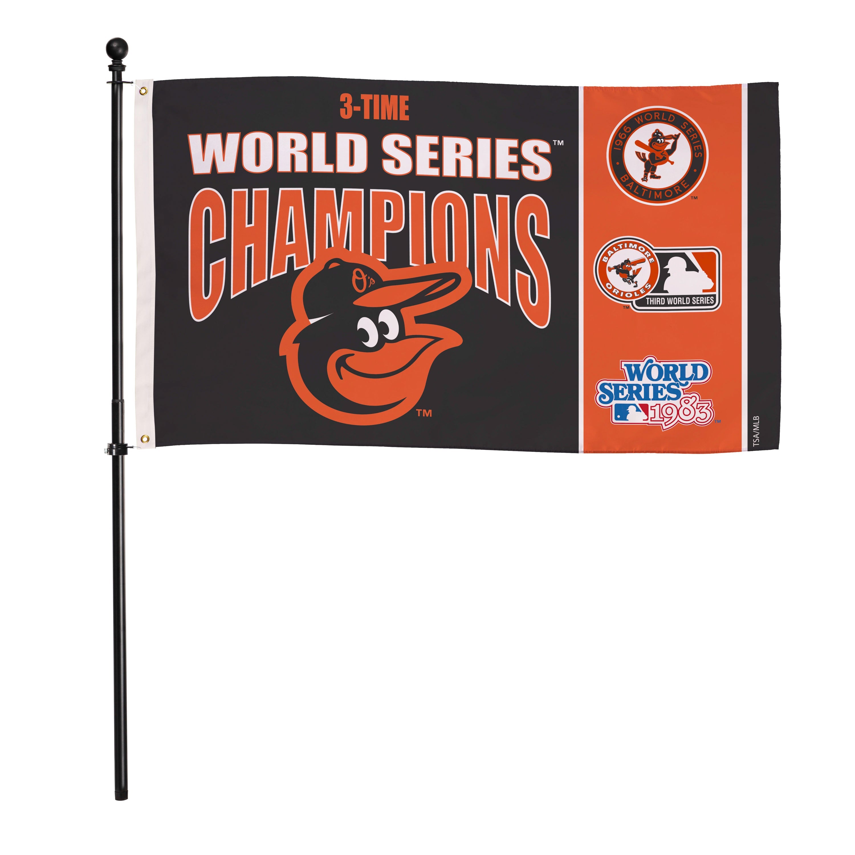 Baltimore Orioles Single Sided Flag w/ 2 Grommets, 3'x5' Multi Win Flag