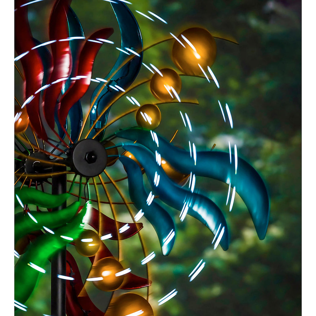 84" Wind Powered Lighted Wind Spinner, Circles & Waves