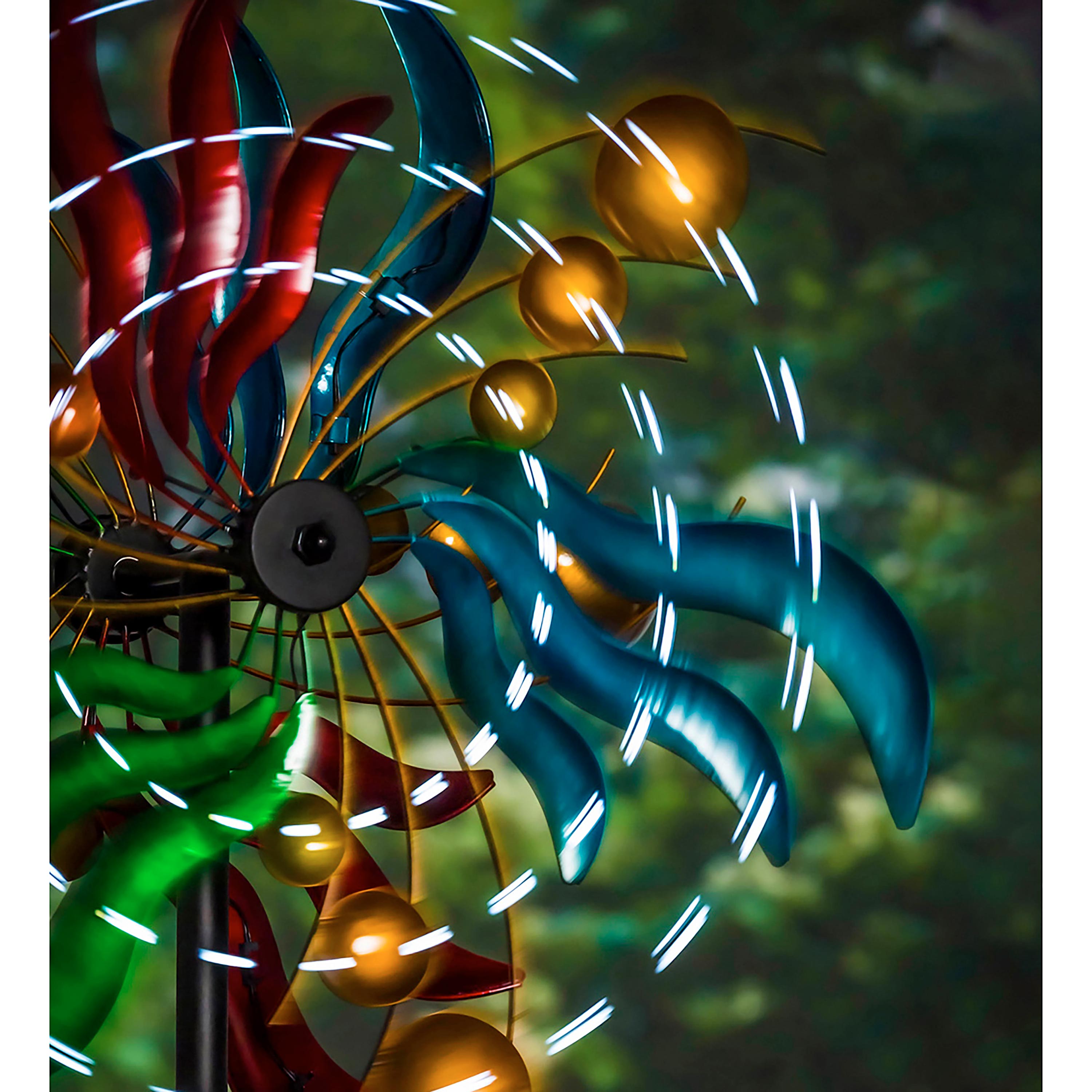 84" Wind Powered Lighted Wind Spinner, Circles & Waves