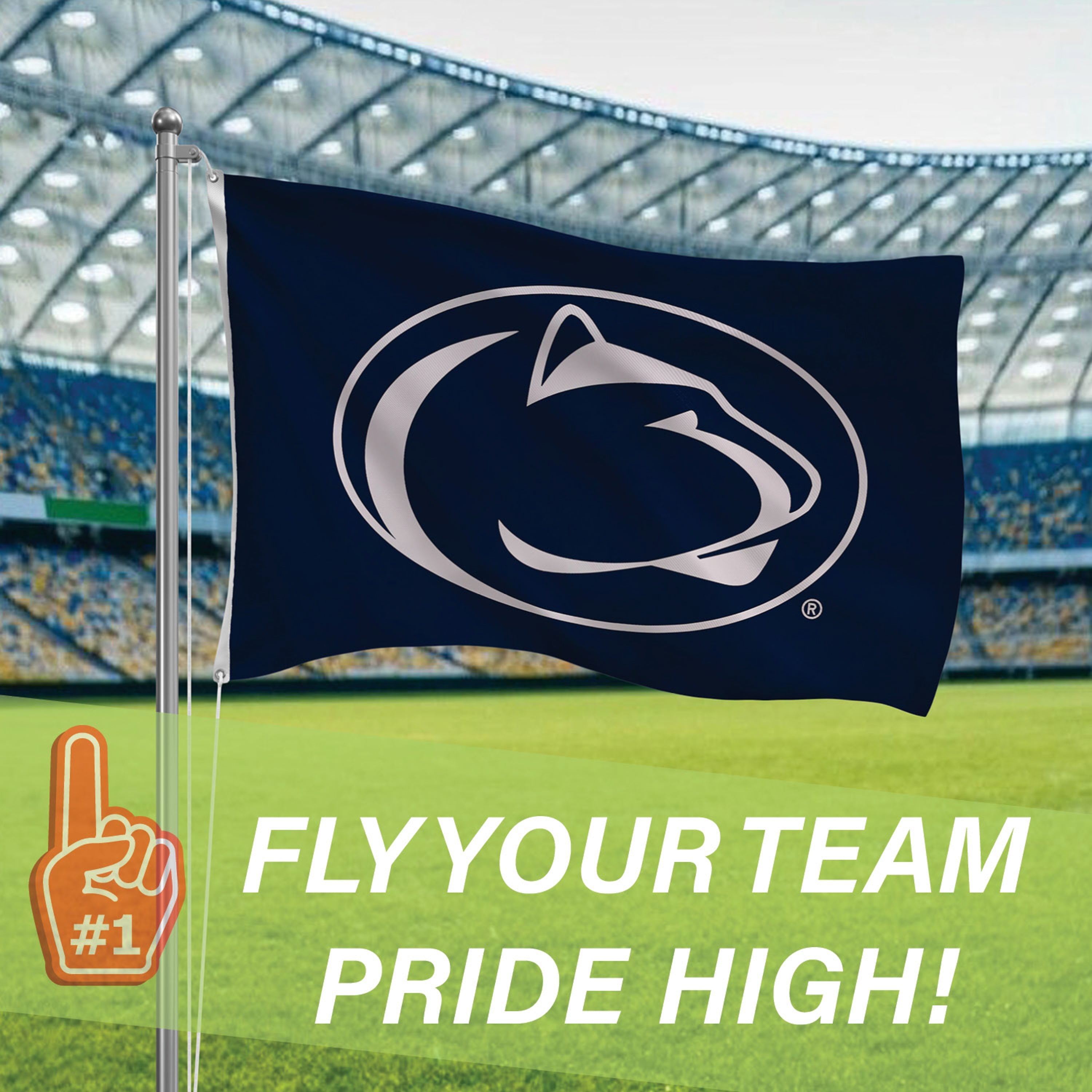 Penn State Single Sided Flag w/ 2 Grommets, 3'x5'