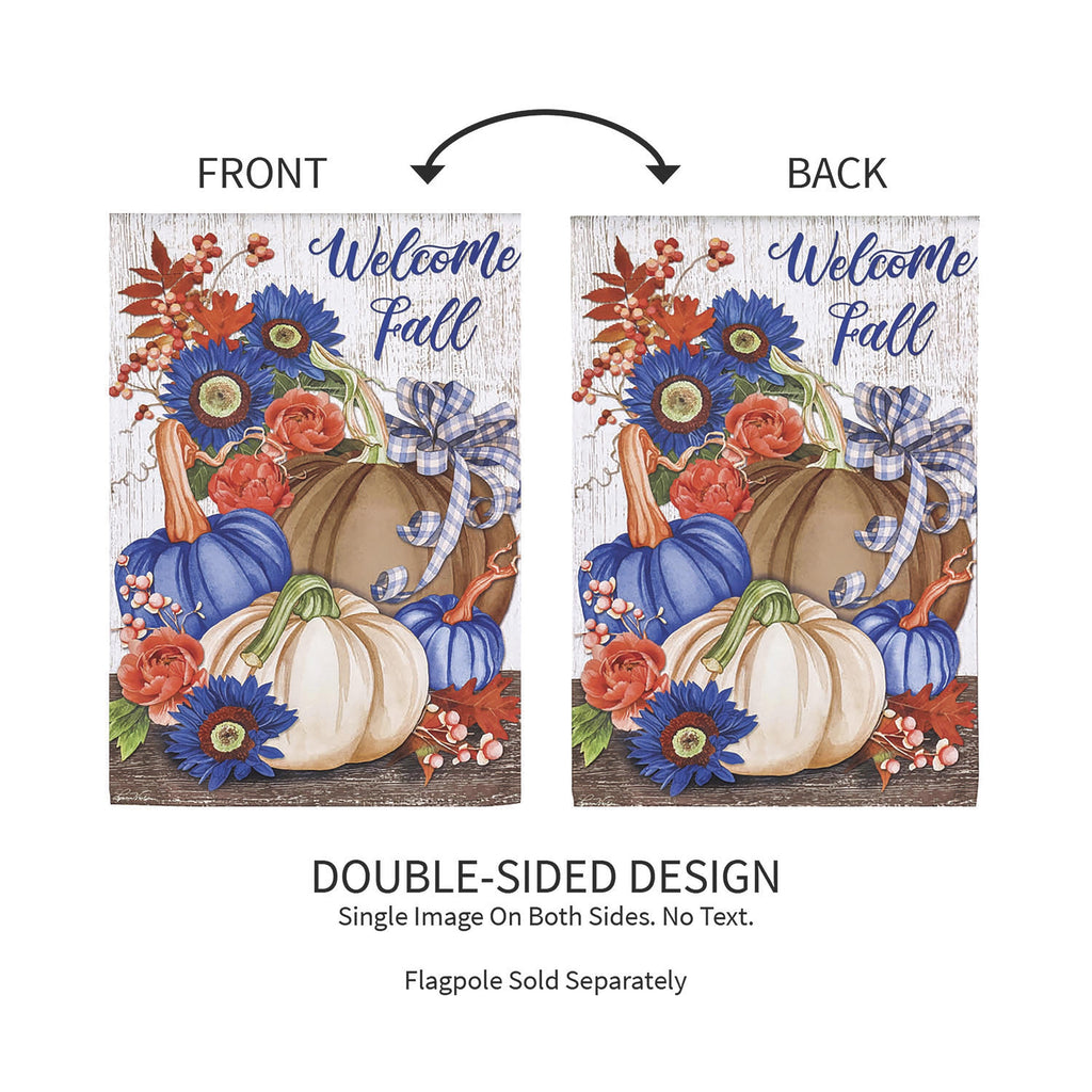 Welcome Fall Neutral Garden Suede Flag