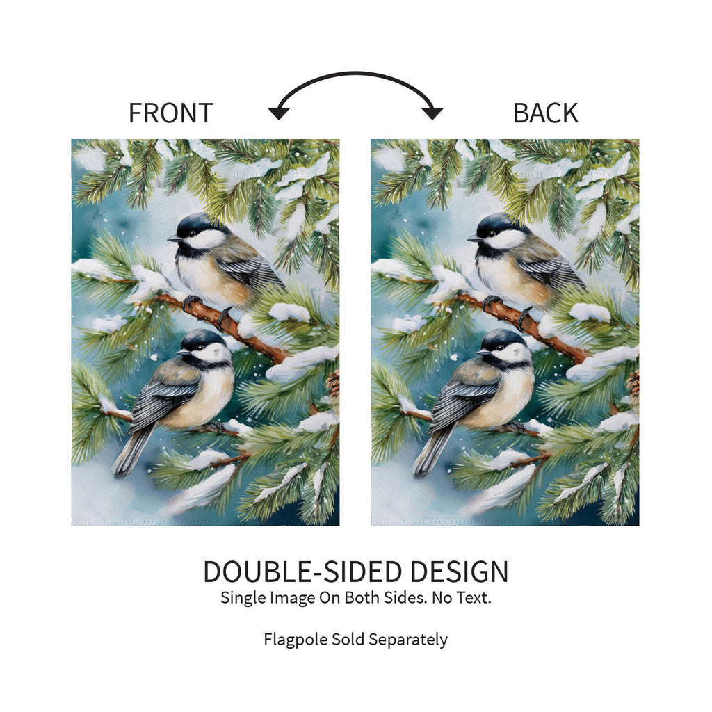 Winter Chickadee Friends Suede Garden Flag